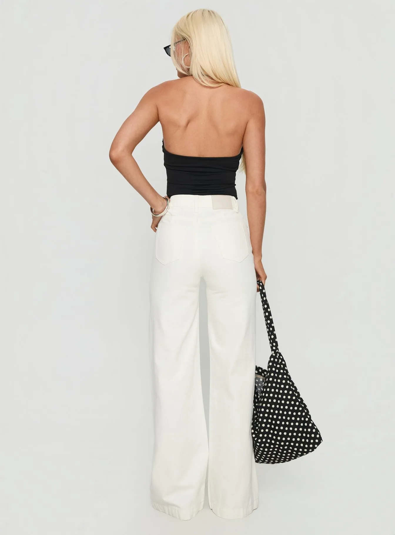 Goldie High Rise Wide Leg Jeans White sold by Princess Polly product image thumbnail 5