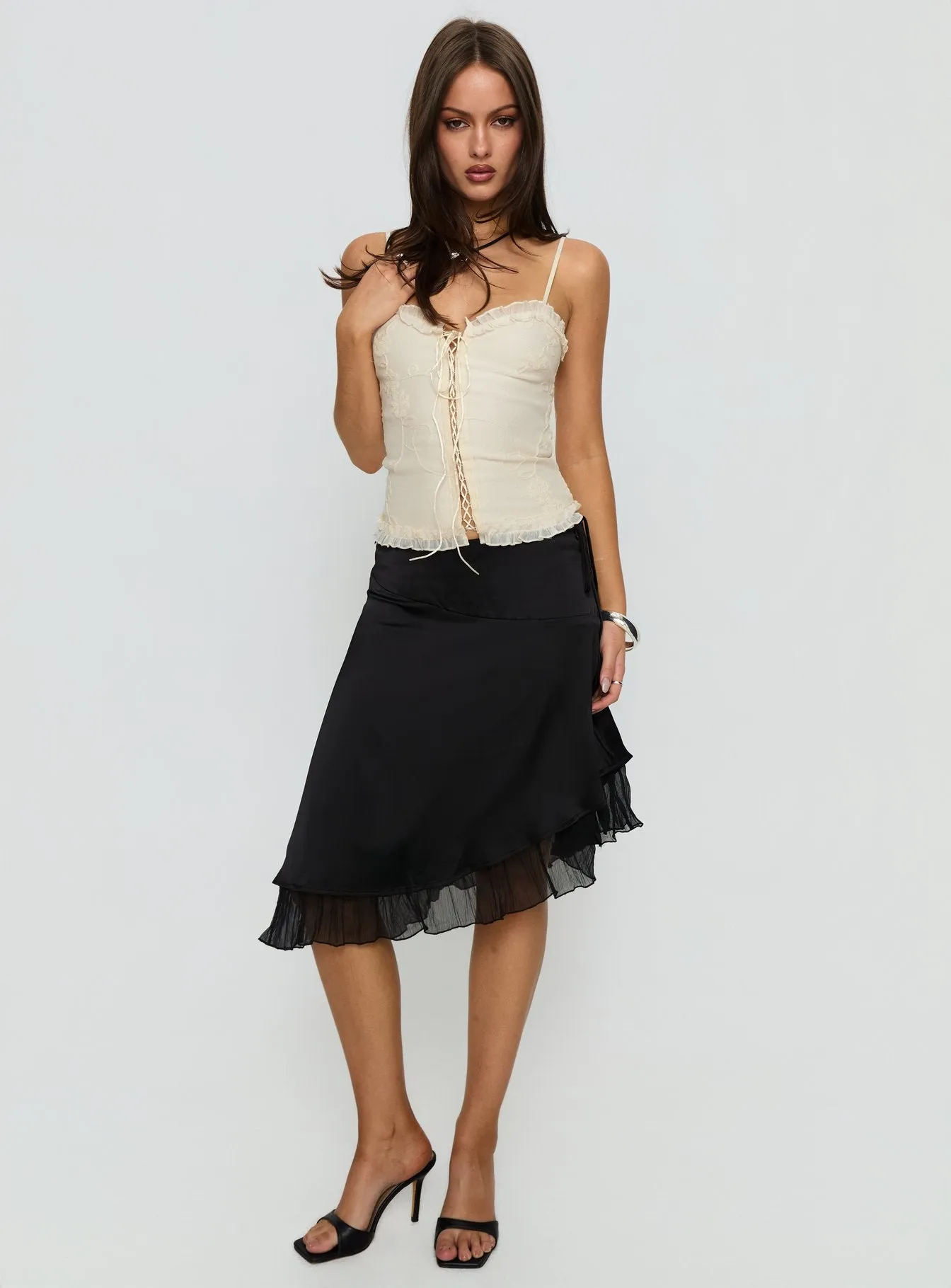Rosemead Satin Midi Skirt Black sold by Princess Polly product image thumbnail 3
