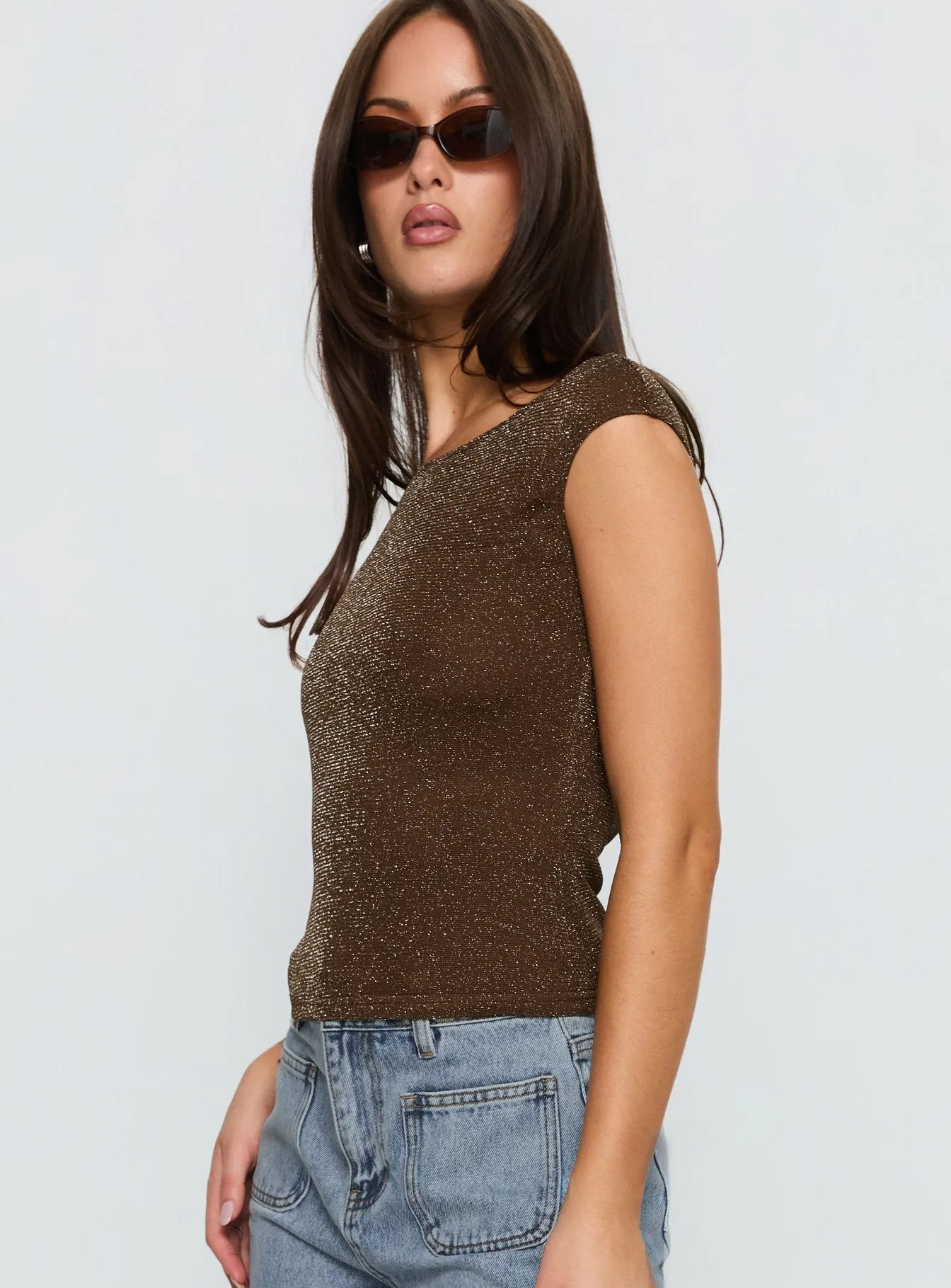 Cheirosa Off Shoulder Top Brown Shimmer sold by Princess Polly product image thumbnail 4