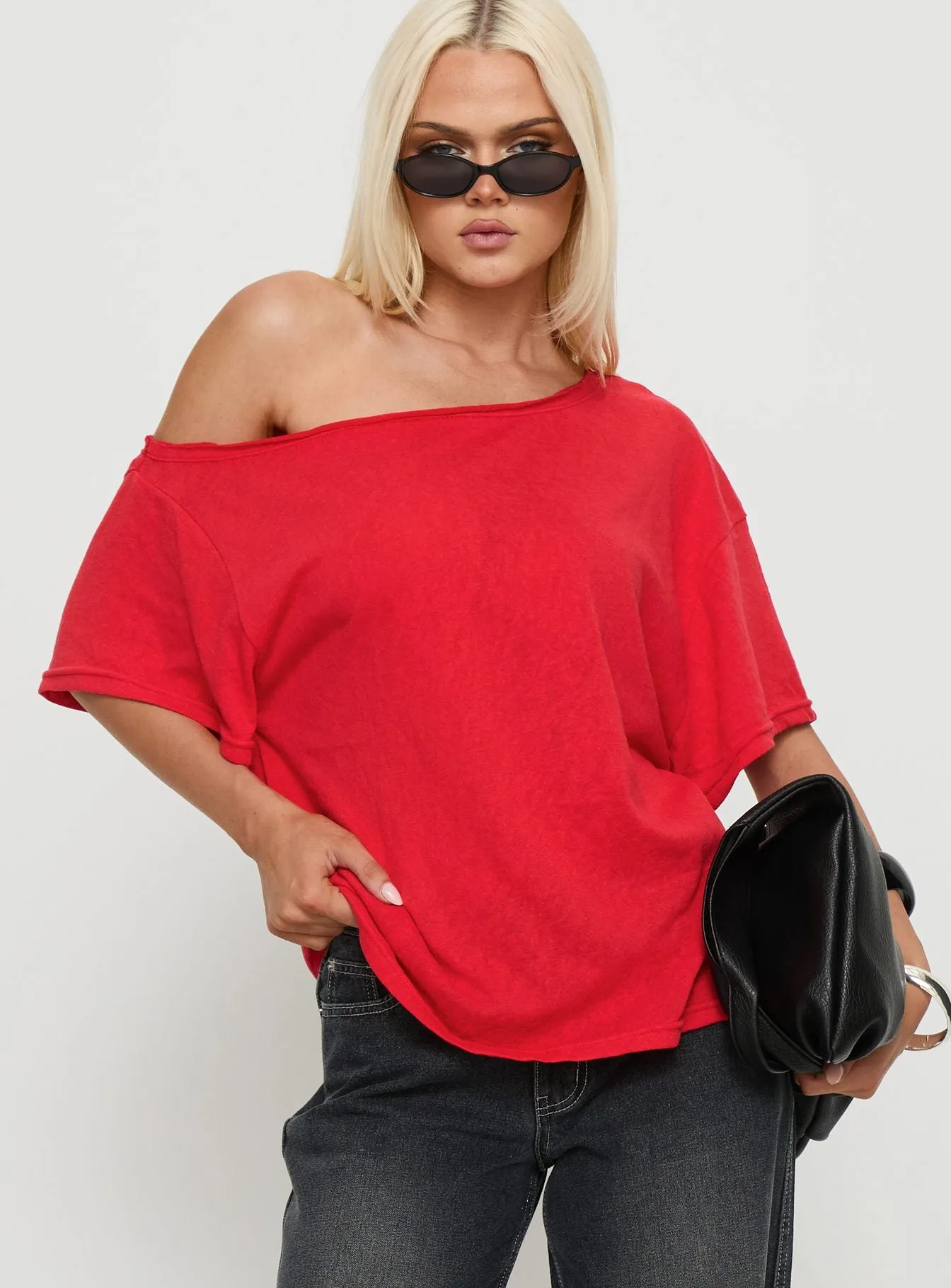 Winny Off Shoulder Tee Red sold by Princess Polly product image thumbnail 2