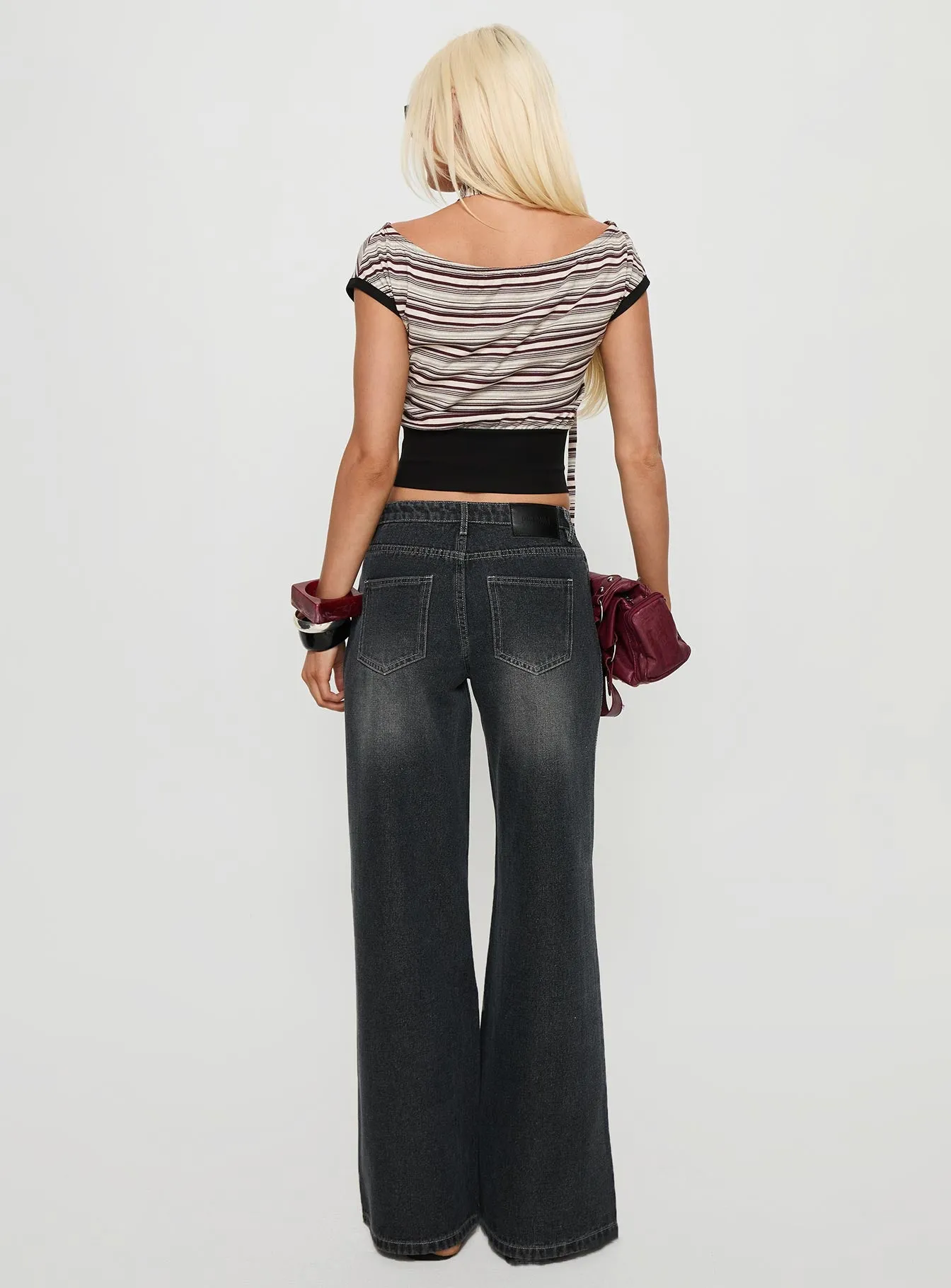 Ramos Low Rise Wide Leg Jeans Dark Grey Wash sold by Princess Polly product image thumbnail 5