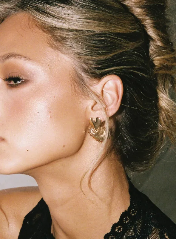Eliette Heart Earrings Gold sold by Princess Polly