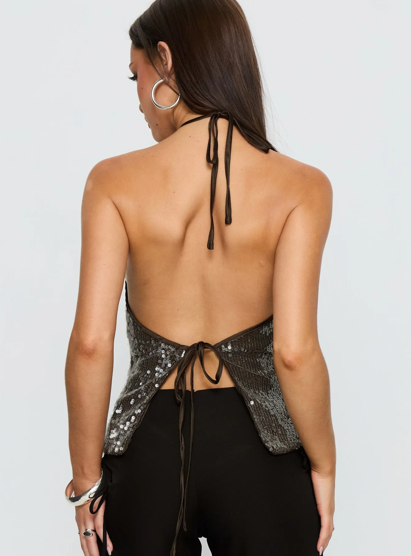 Sun Salutations Halter Top Chocolate sold by Princess Polly product image thumbnail 5