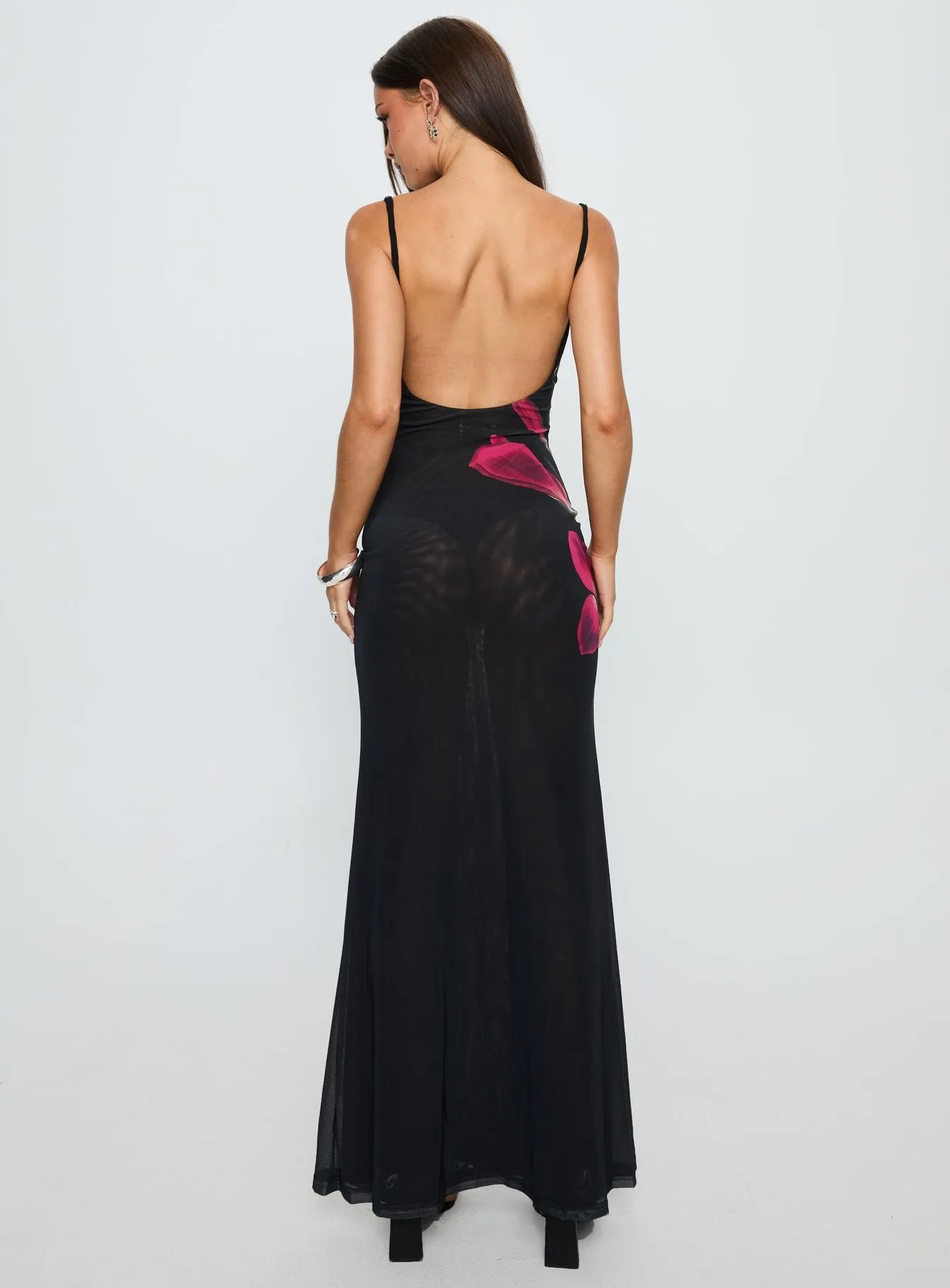 Fiadora Mesh Maxi Dress Black Floral sold by Princess Polly product image thumbnail 5