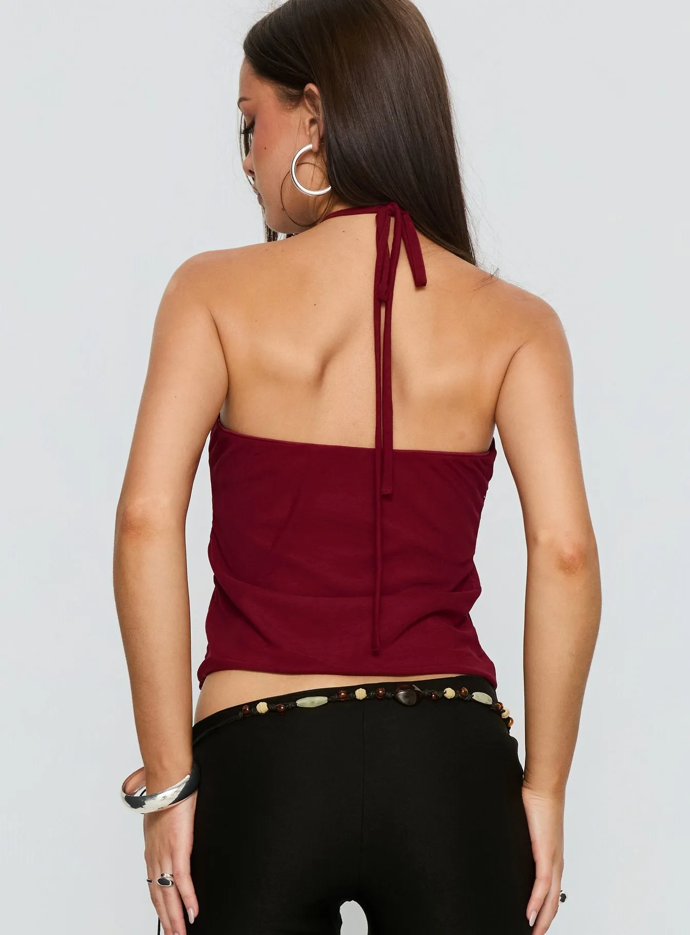 Hedlea Draped Ring Detail Top Wine sold by Princess Polly product image thumbnail 5