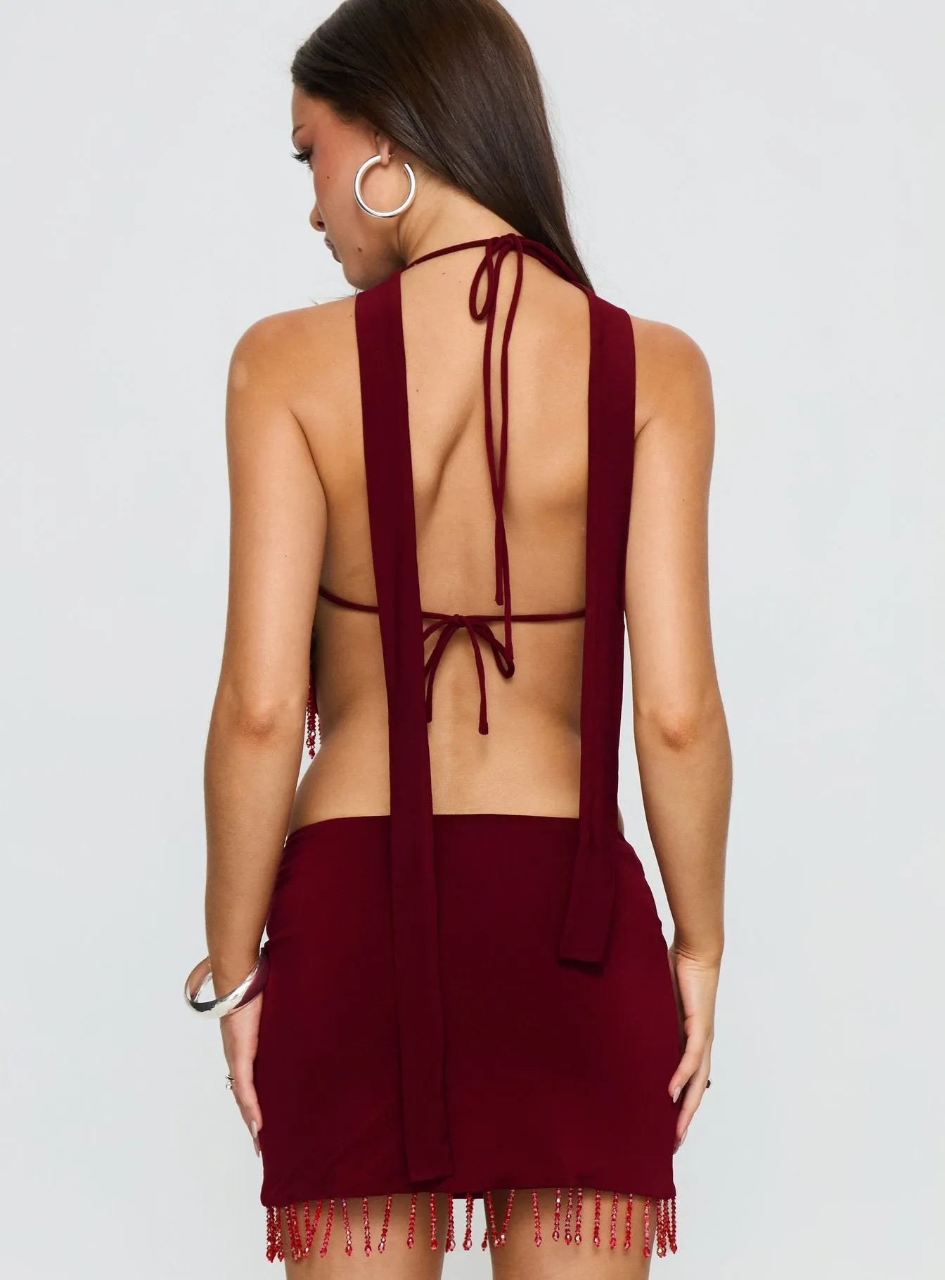 Ginah Bead Tassel Cowl Neck Top Red sold by Princess Polly product image thumbnail 5