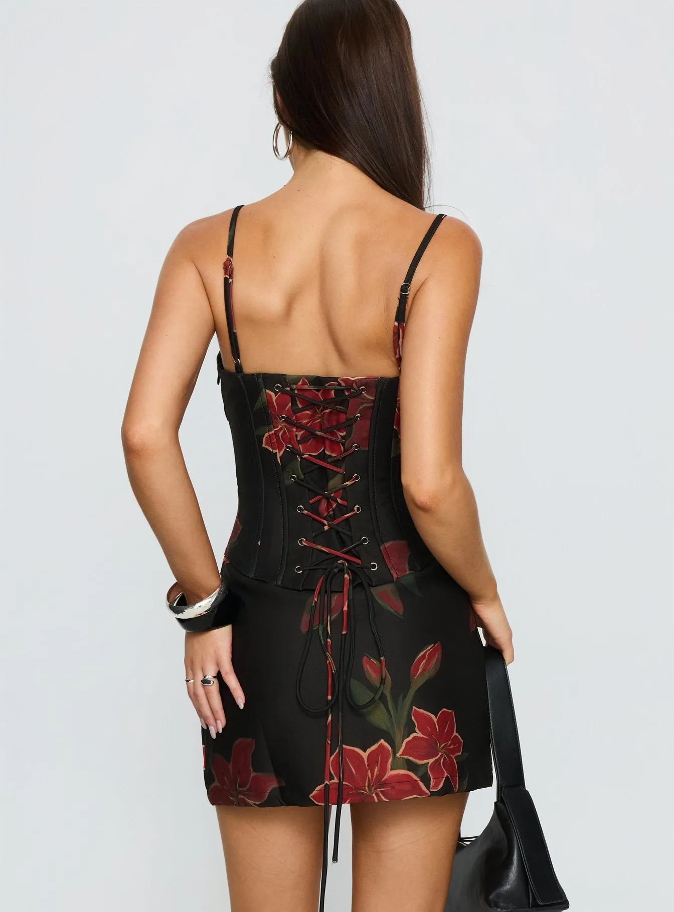 Julisa Corset Mini Dress Red / Black Floral sold by Princess Polly product image thumbnail 5