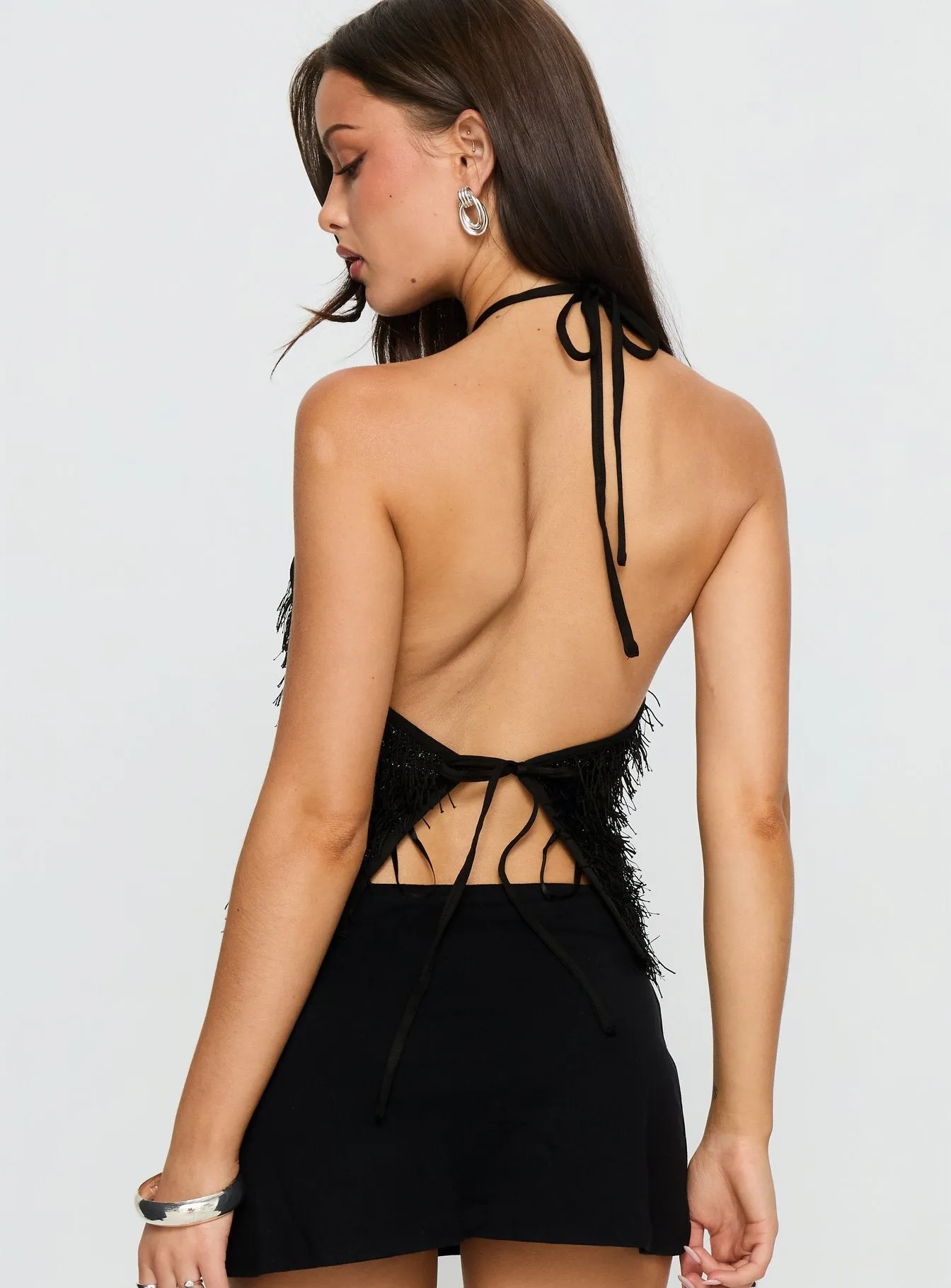 Dashae Fluffy Arrowneck Top Black sold by Princess Polly product image thumbnail 5