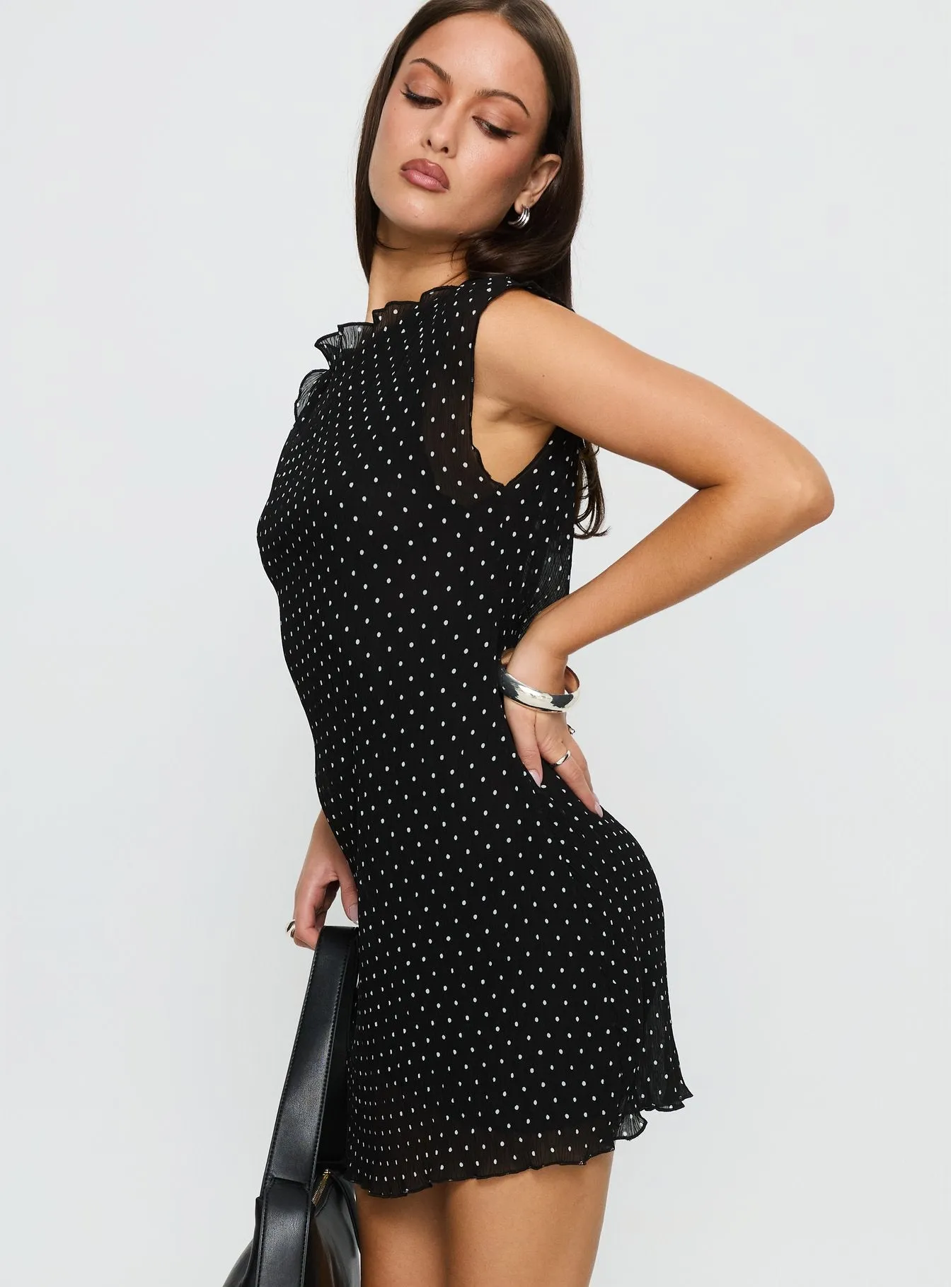Mariner Mini Dress Noir Polka sold by Princess Polly product image thumbnail 4