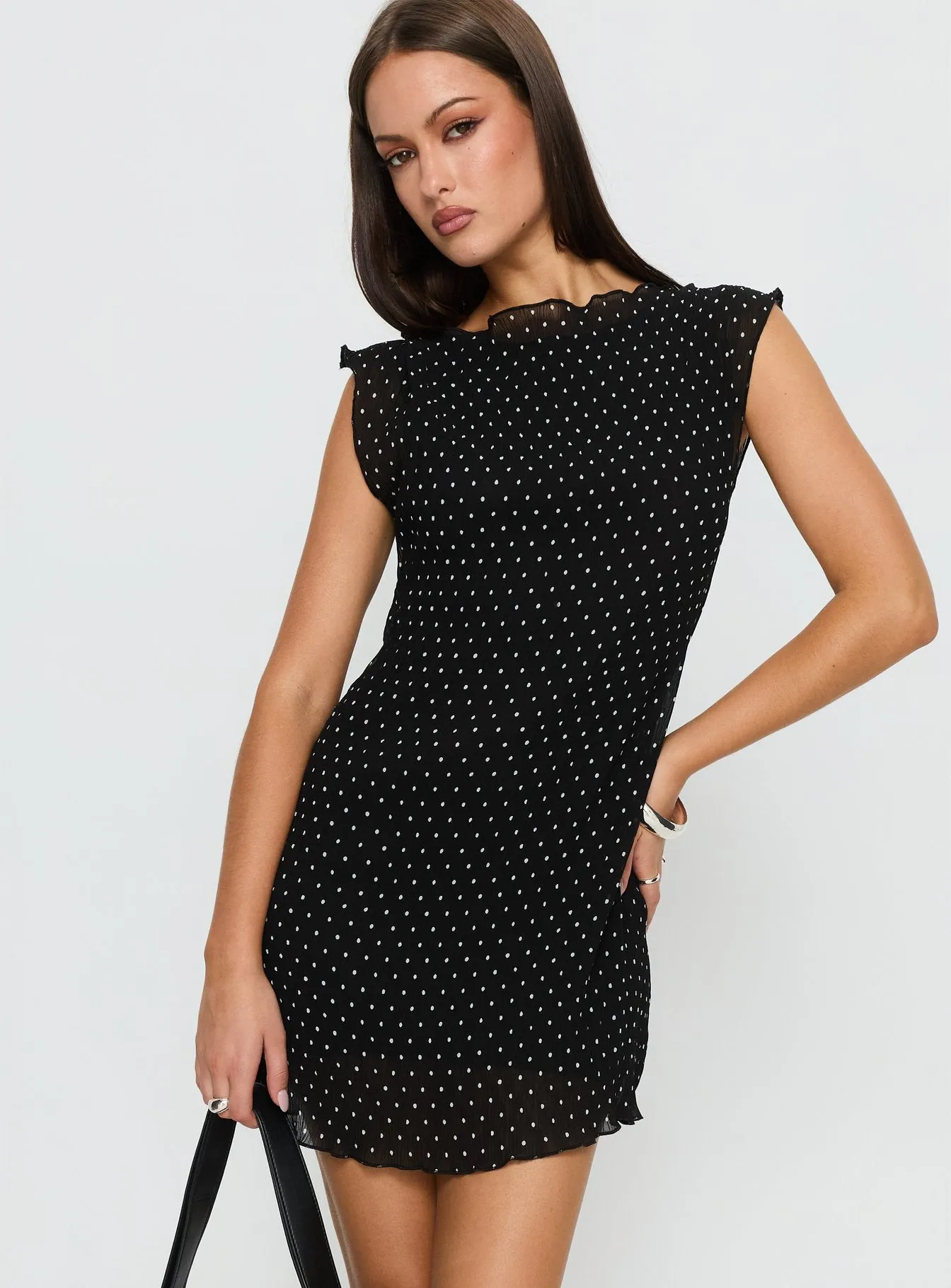 Mariner Mini Dress Noir Polka sold by Princess Polly product image thumbnail 2