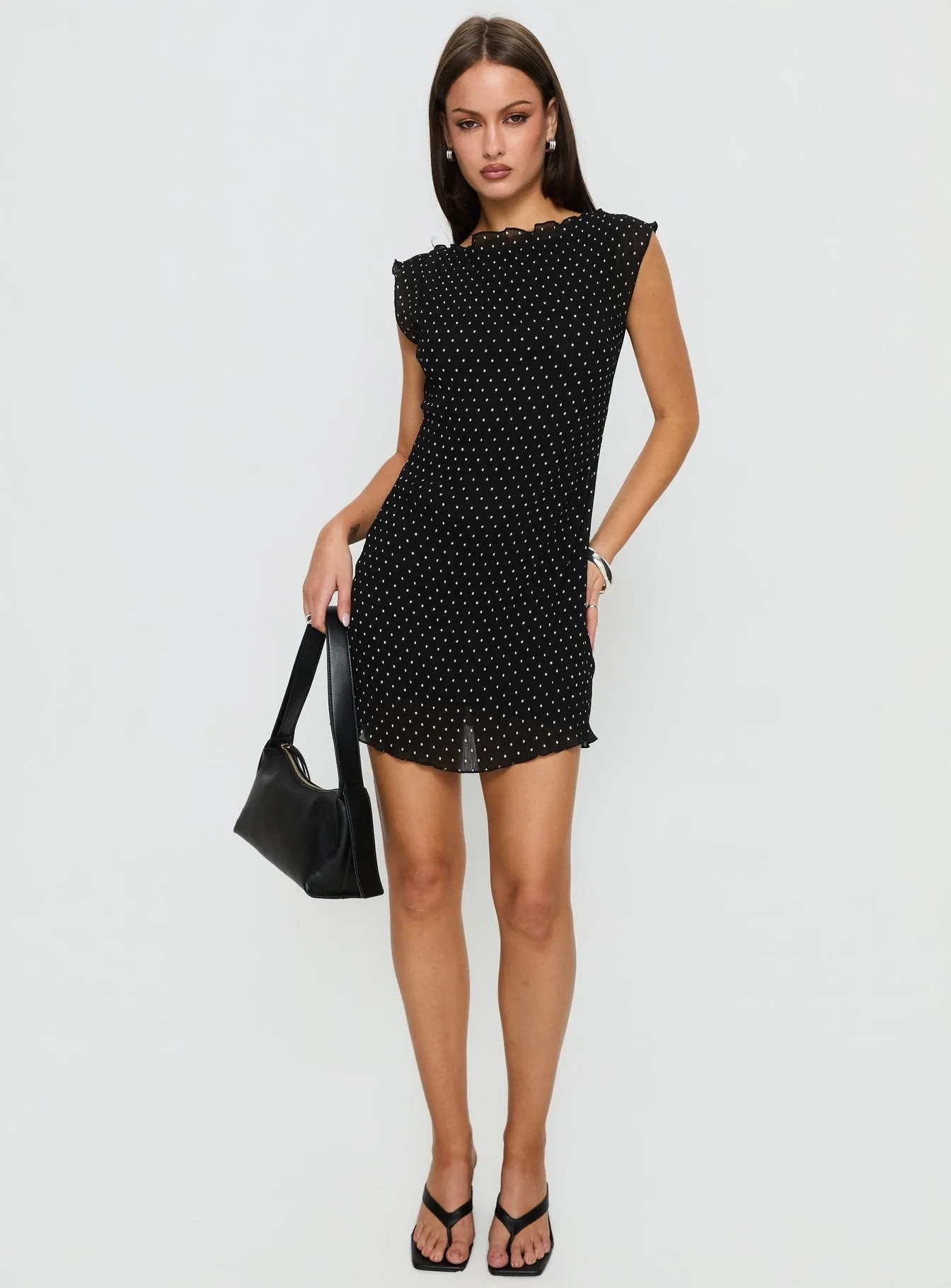 Mariner Mini Dress Noir Polka sold by Princess Polly product image thumbnail 3