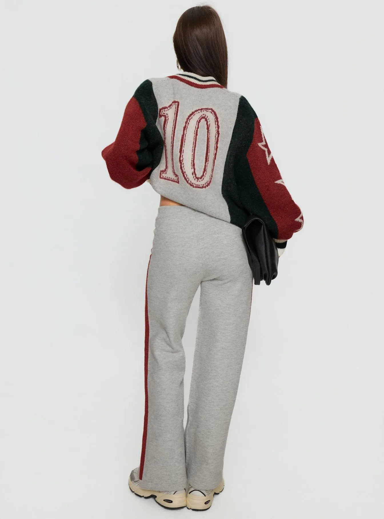 Brandyce Straight Leg Knit Pants Grey / Red sold by Princess Polly product image thumbnail 4