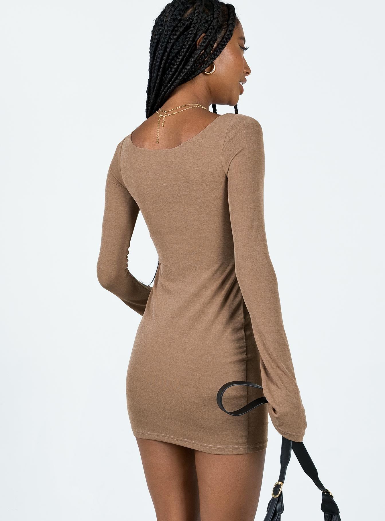 Wesley Long Sleeve Mini Dress Brown sold by Princess Polly product image thumbnail 5