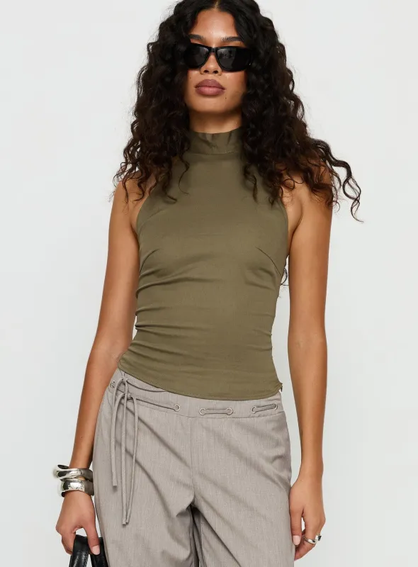 Merril Halter Top Khaki sold by Princess Polly