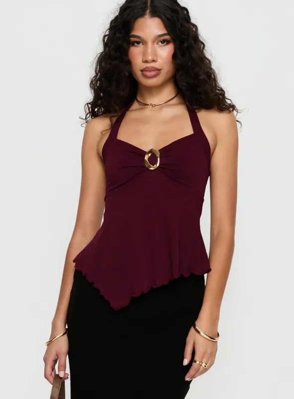 Attina Hardware Detail Top Plum sold by Princess Polly