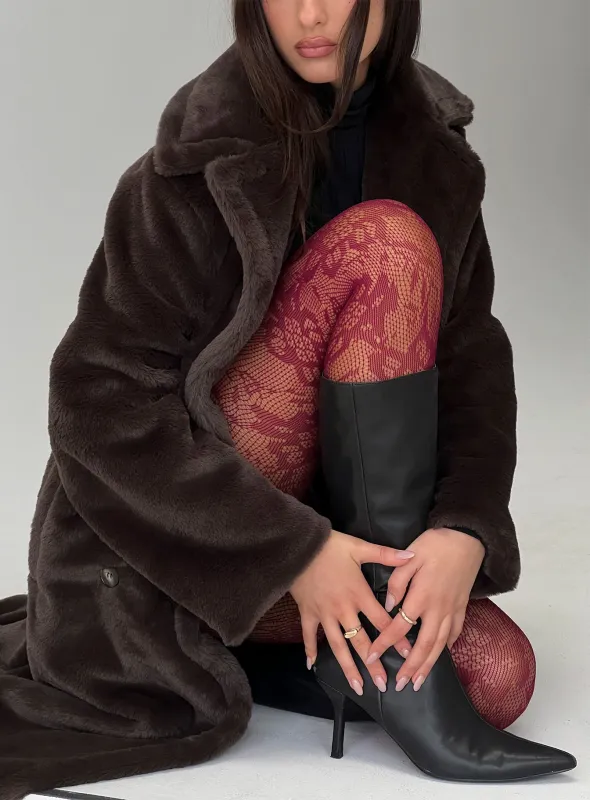 Ammelia Sheer Lace Tights Red sold by Princess Polly