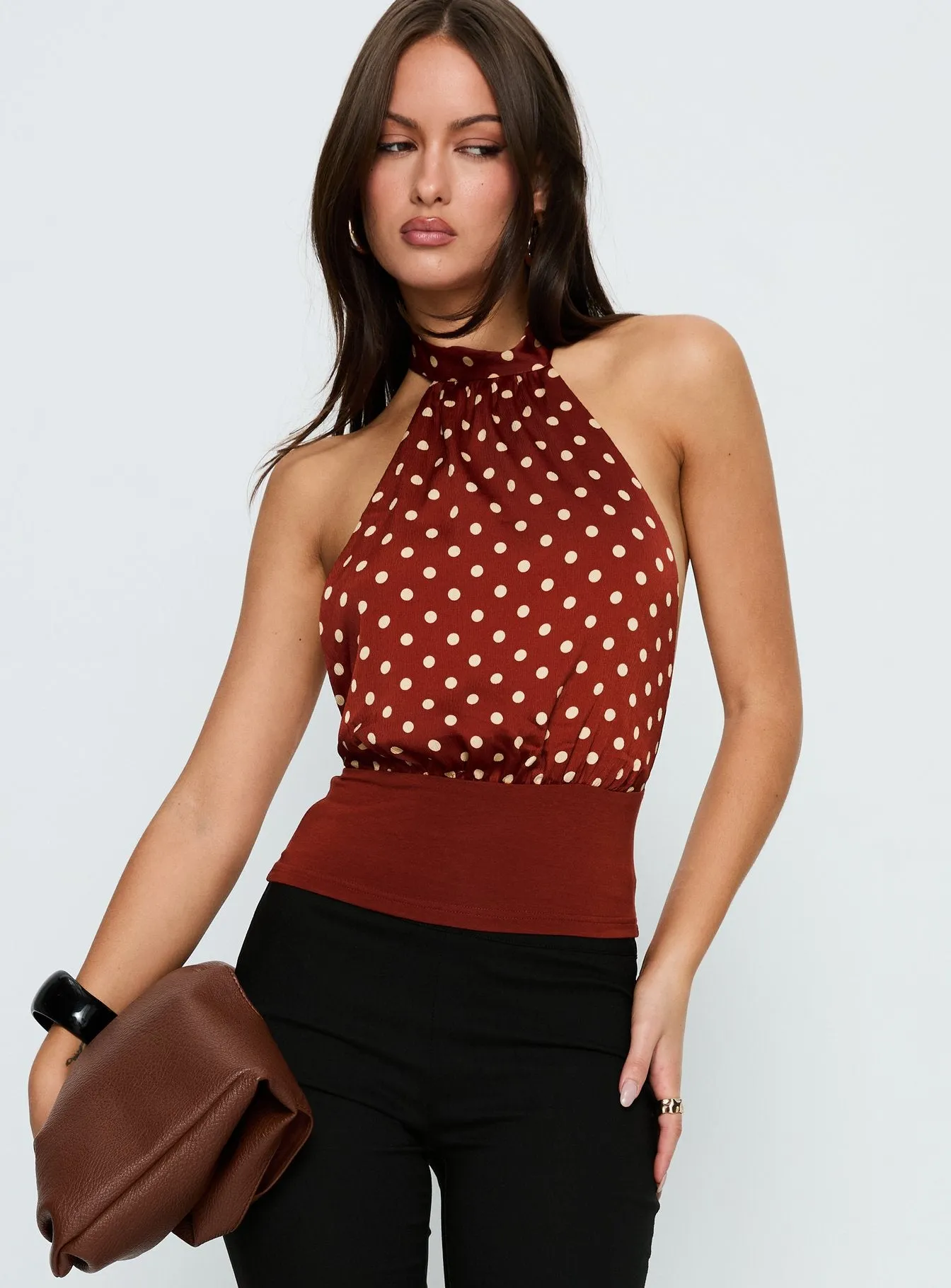 Rania Top Polka Burnt Red sold by Princess Polly product image thumbnail 2