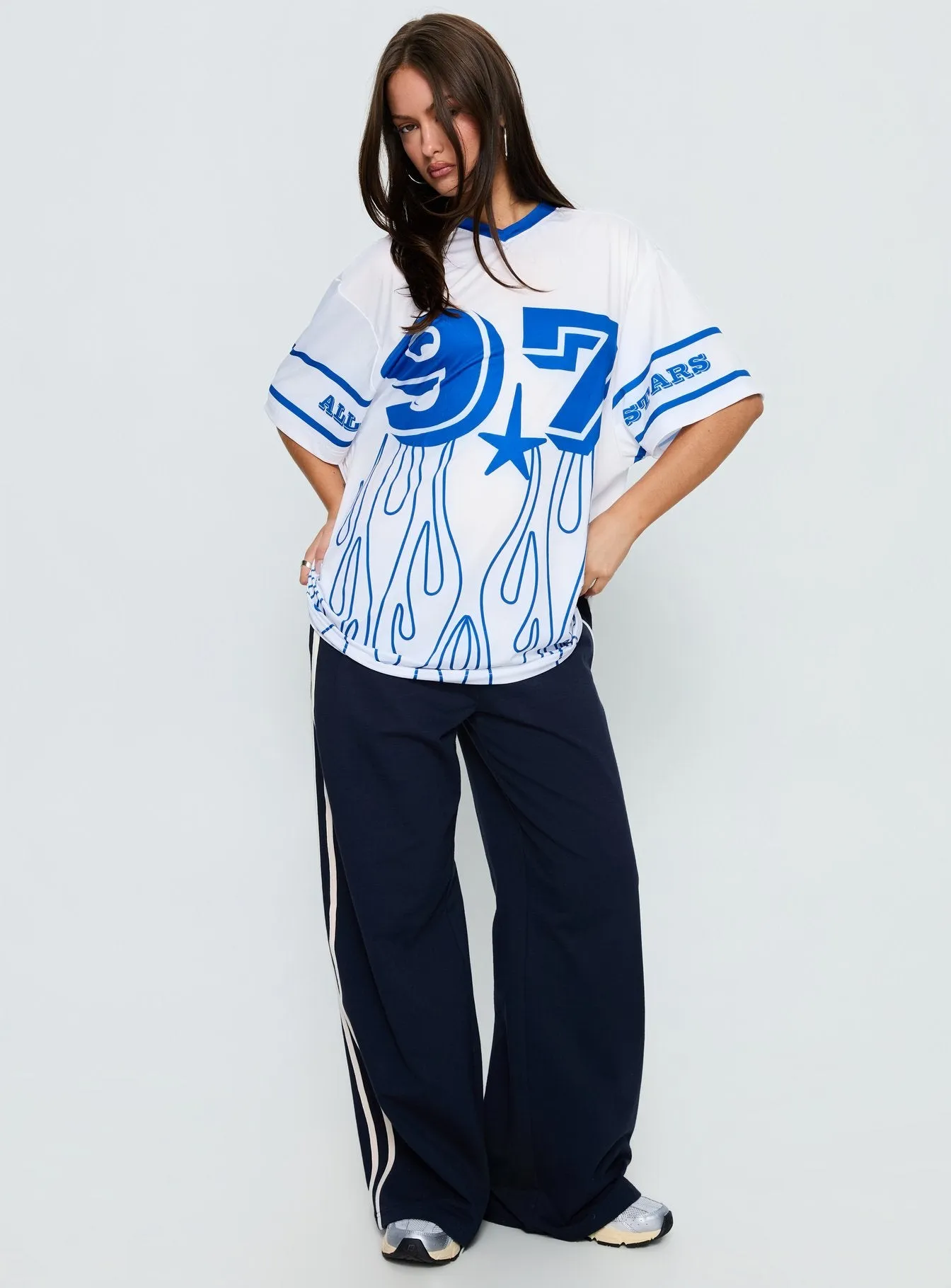 97 Sportstar Oversized Jersey Graphic Top White / Blue sold by Princess Polly product image thumbnail 3