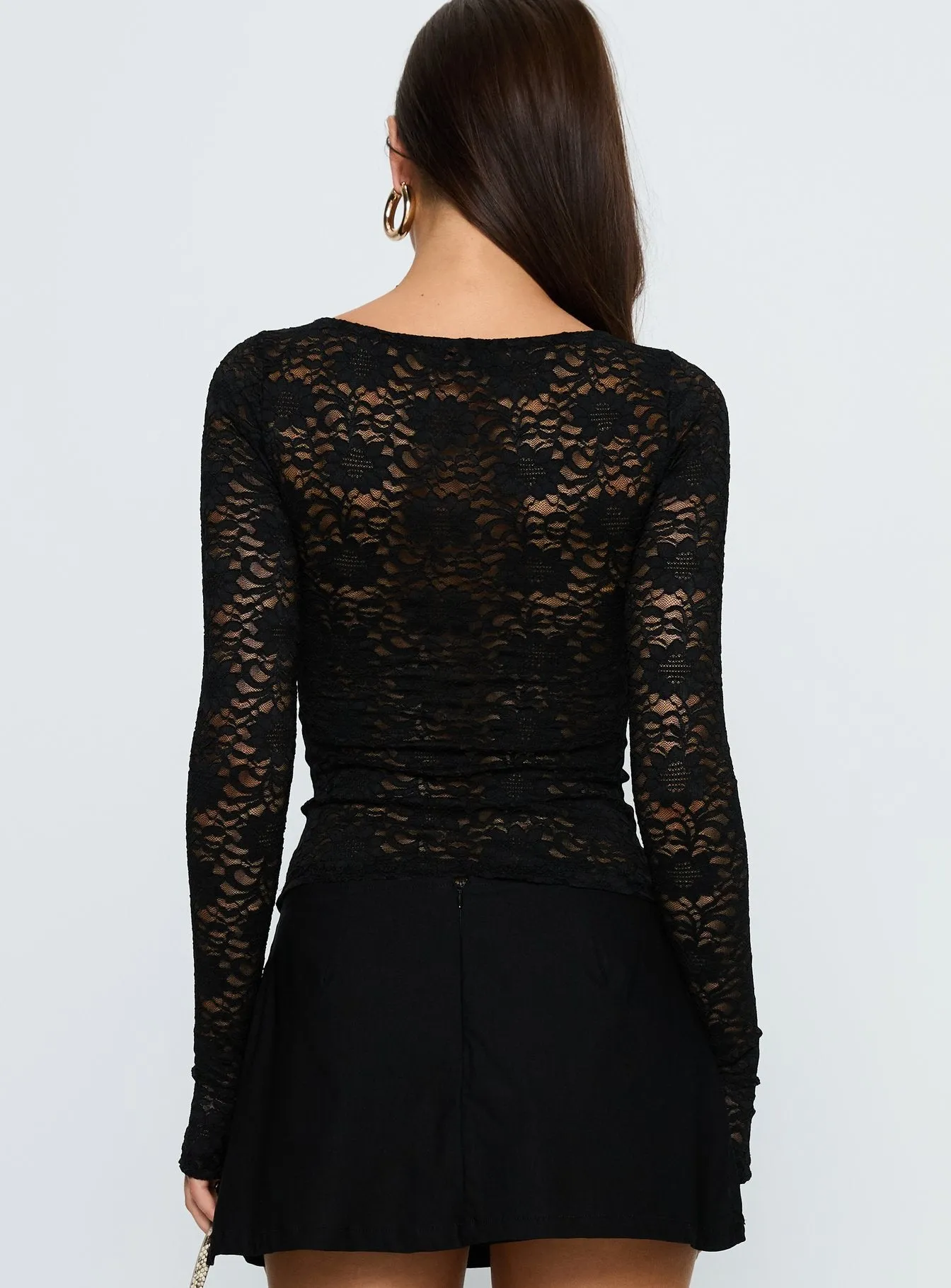 Whitnea Long Sleeve Lace Cut Out Top Black sold by Princess Polly product image thumbnail 5