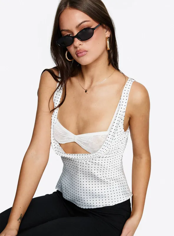 Delilah Top Porcelain Polka sold by Princess Polly