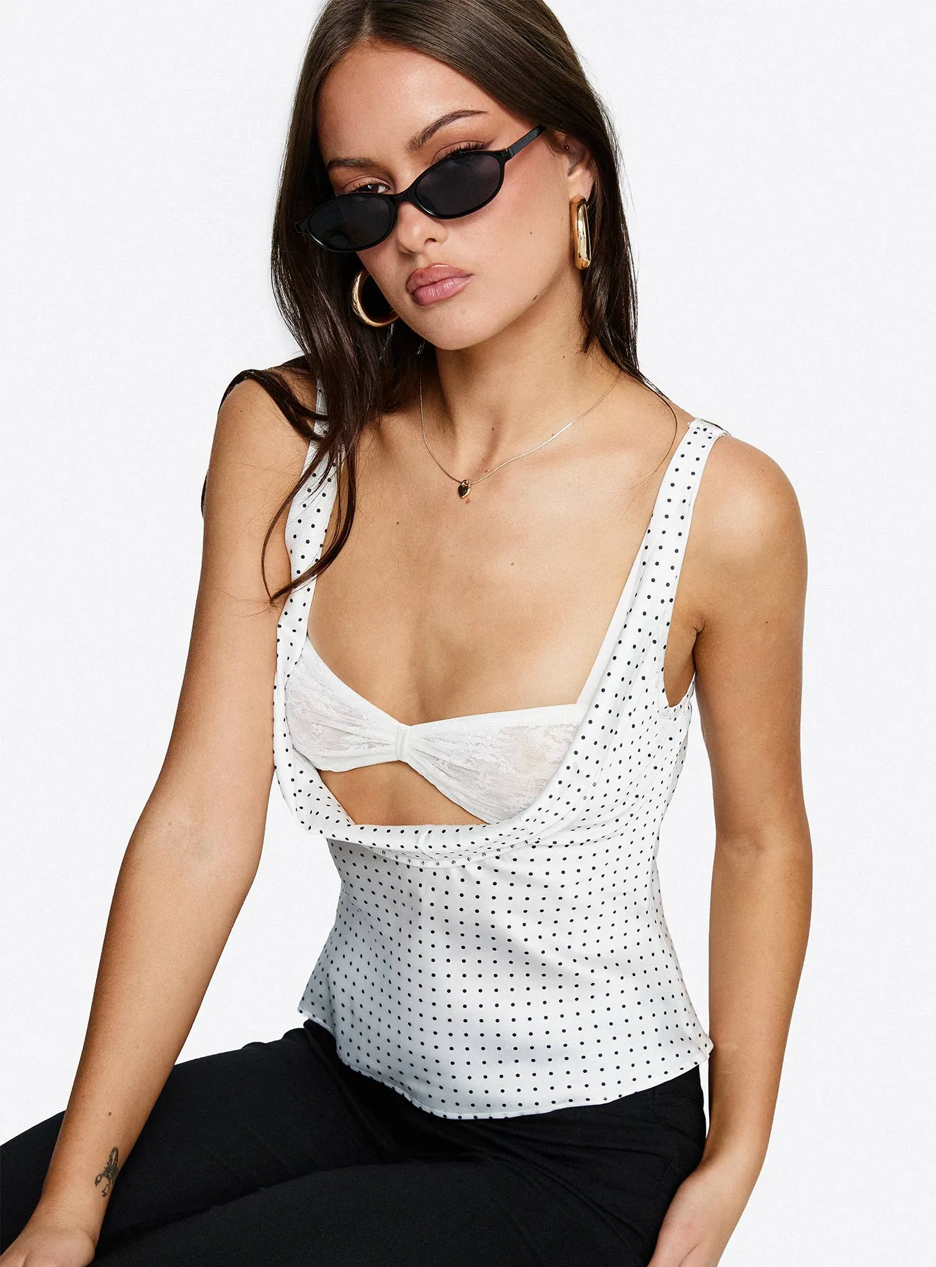 Delilah Top Porcelain Polka sold by Princess Polly