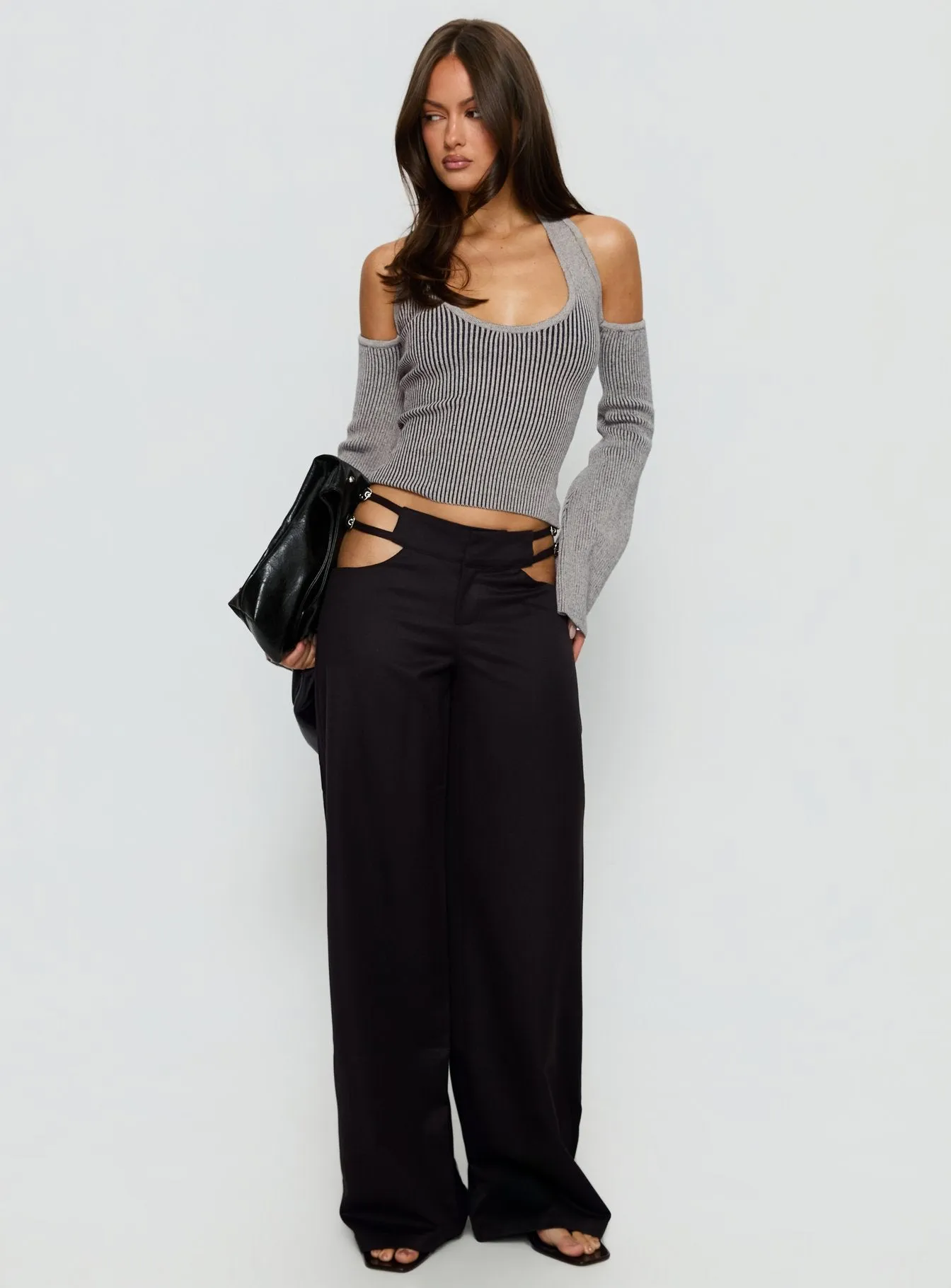 Venicia Belt Detail Suiting Pant Black Pinstripe sold by Princess Polly product image thumbnail 3