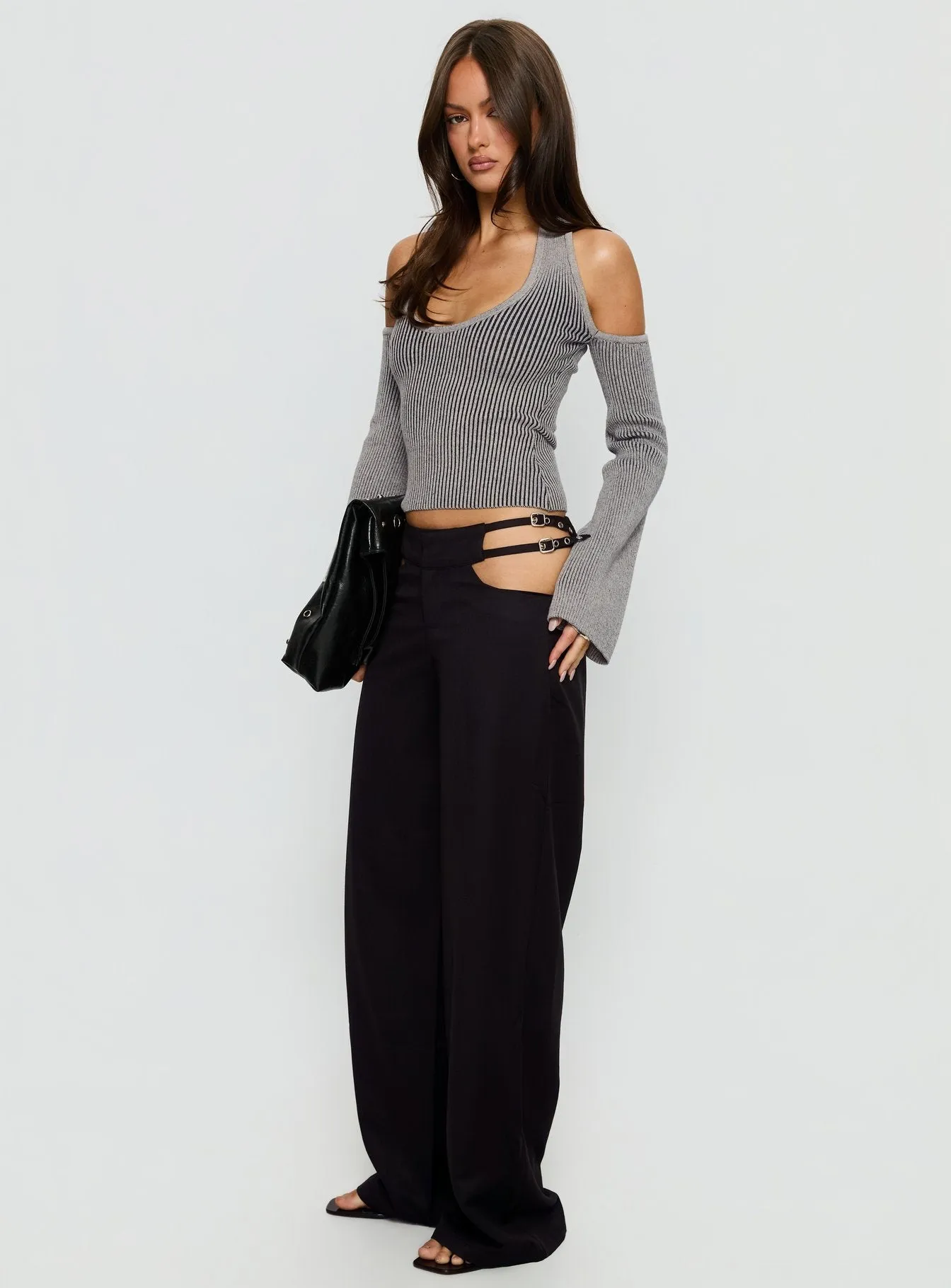 Venicia Belt Detail Suiting Pant Black Pinstripe sold by Princess Polly product image thumbnail 4