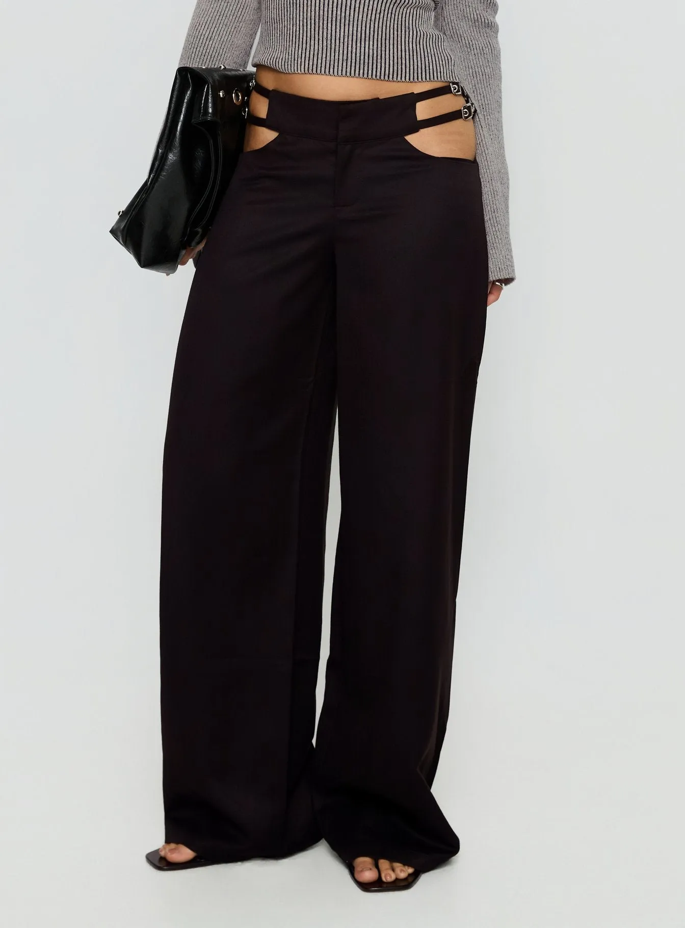 Venicia Belt Detail Suiting Pant Black Pinstripe sold by Princess Polly product image thumbnail 2