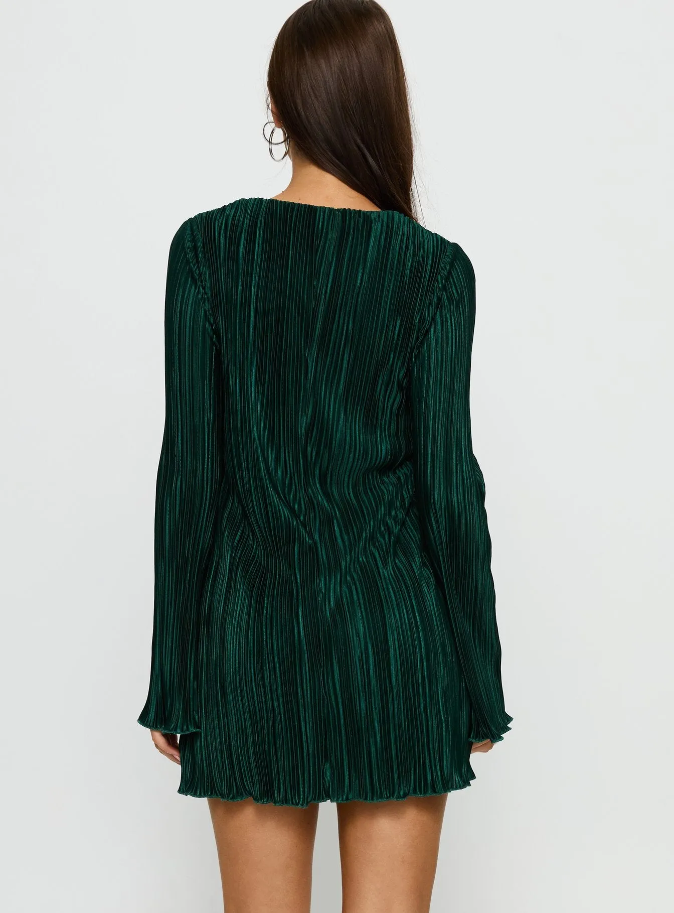 Malop Long Sleeve Mini Dress Emerald sold by Princess Polly product image thumbnail 4