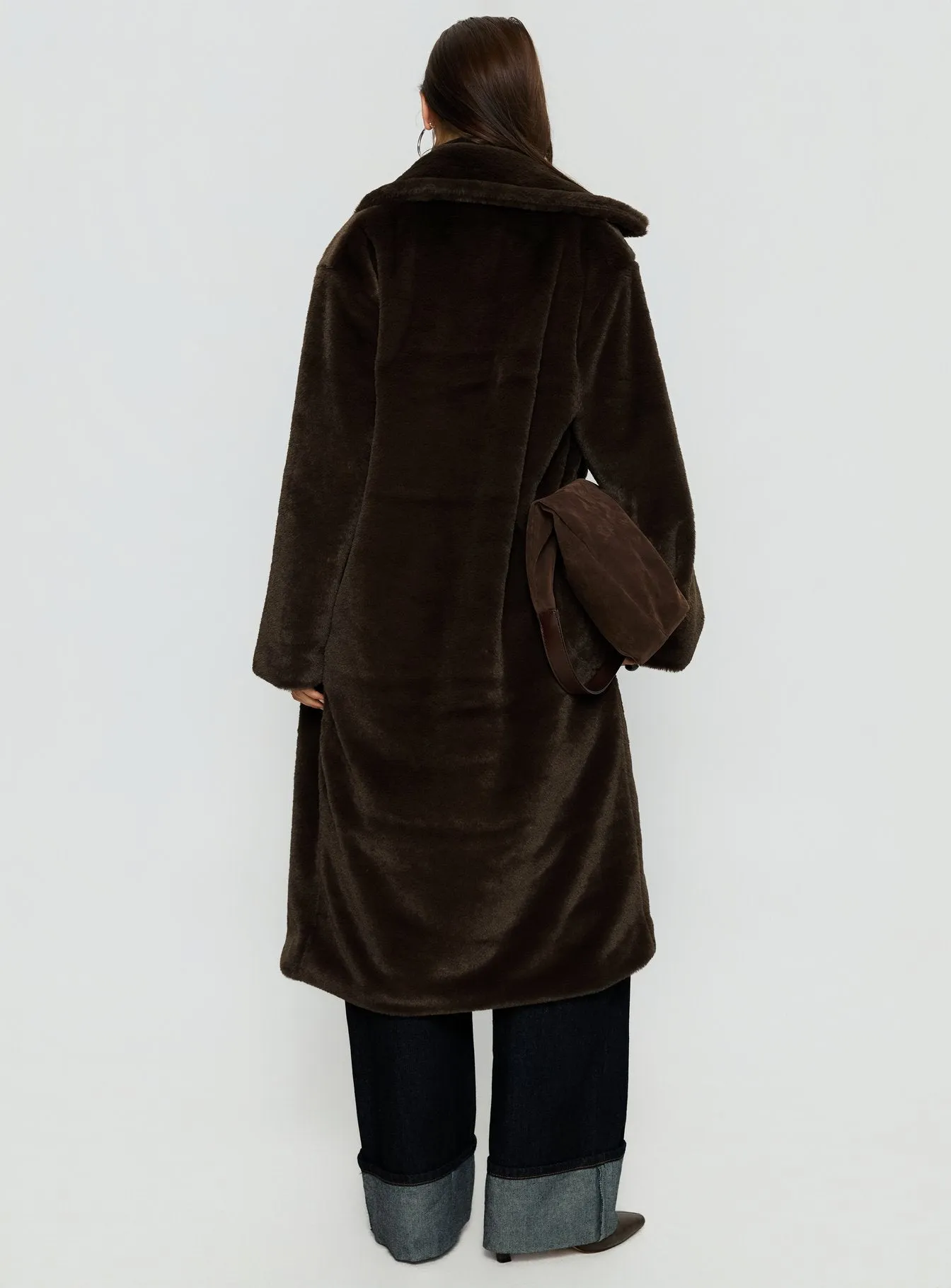 Alvie Longline Faux Fur Coat Brown sold by Princess Polly product image thumbnail 5
