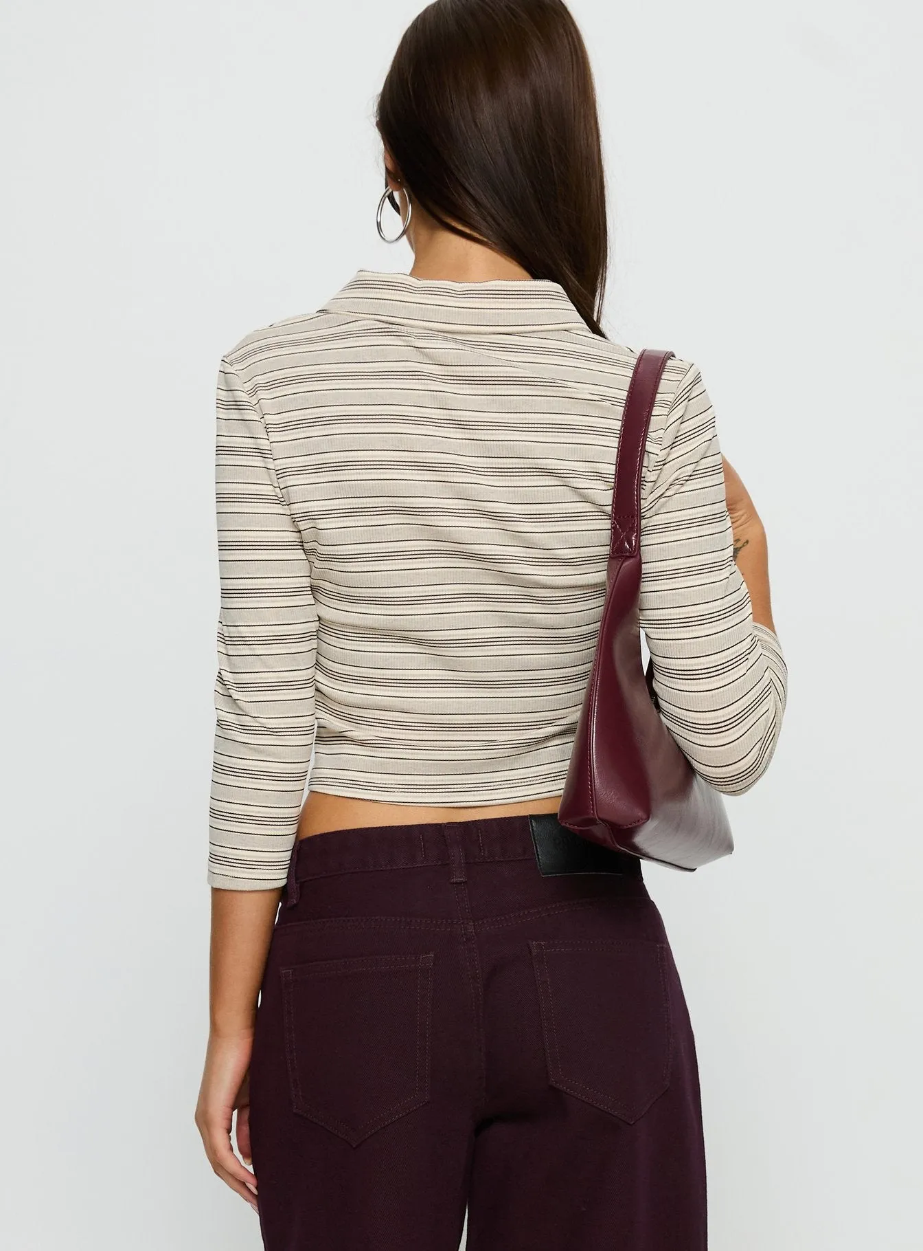 Jaeda Collared 3/4 Sleeve Top Stripe sold by Princess Polly product image thumbnail 4