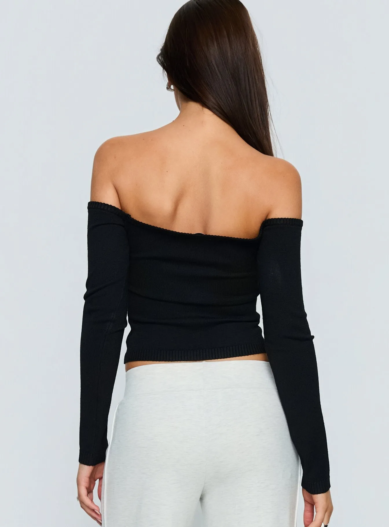 Ellaina Off Shoulder Long Sleeve Top Black sold by Princess Polly product image thumbnail 4