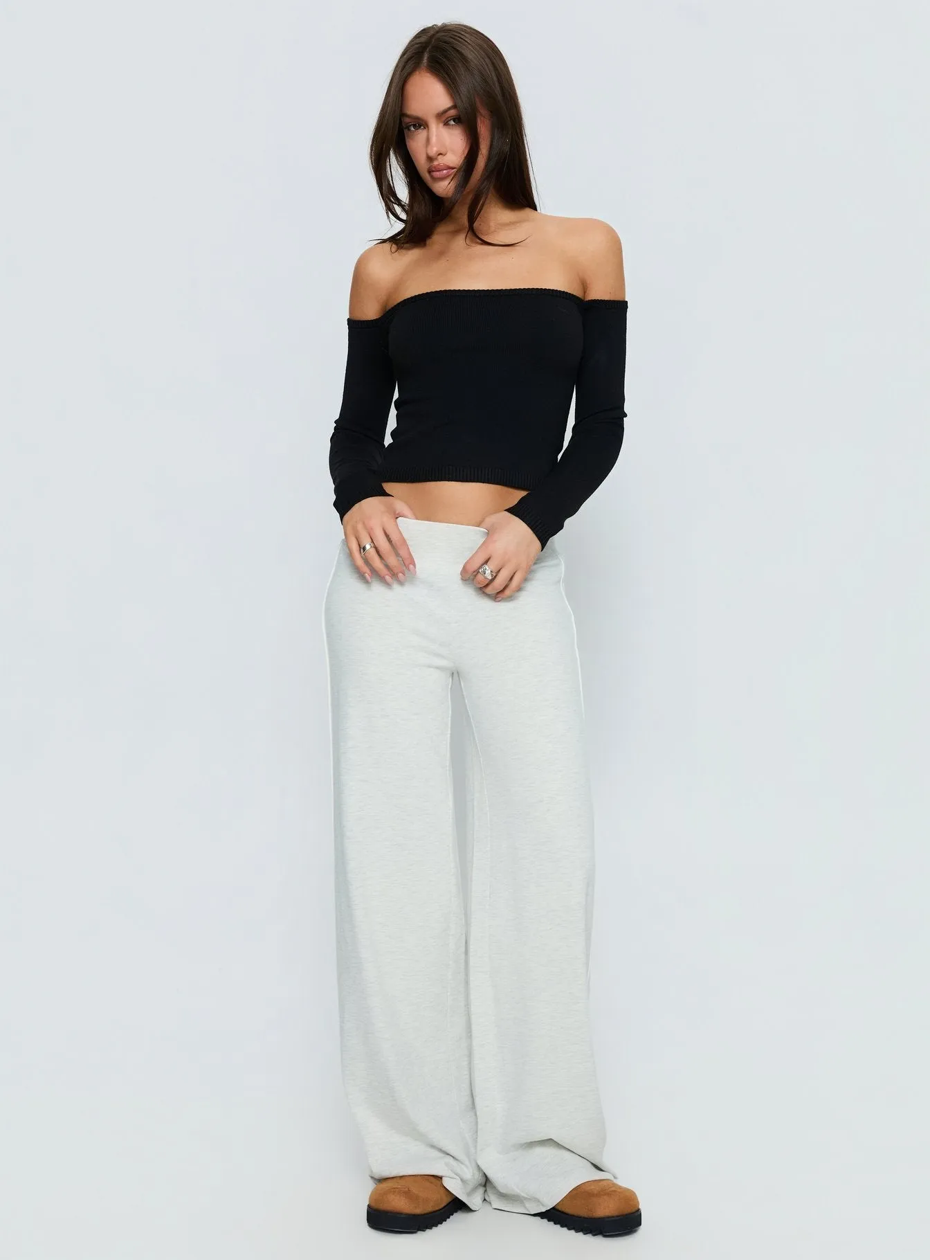 Ellaina Off Shoulder Long Sleeve Top Black sold by Princess Polly product image thumbnail 2