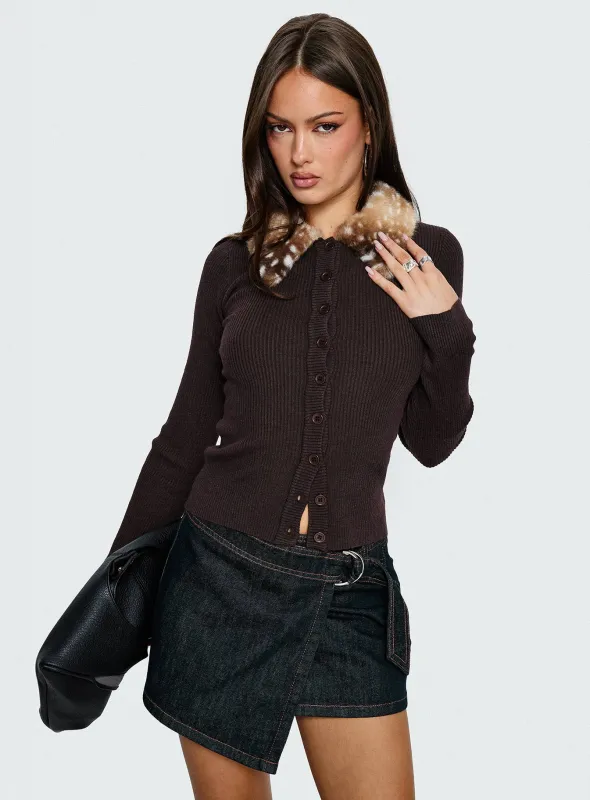 Elinora Wrap Mini Skirt Raw Denim sold by Princess Polly