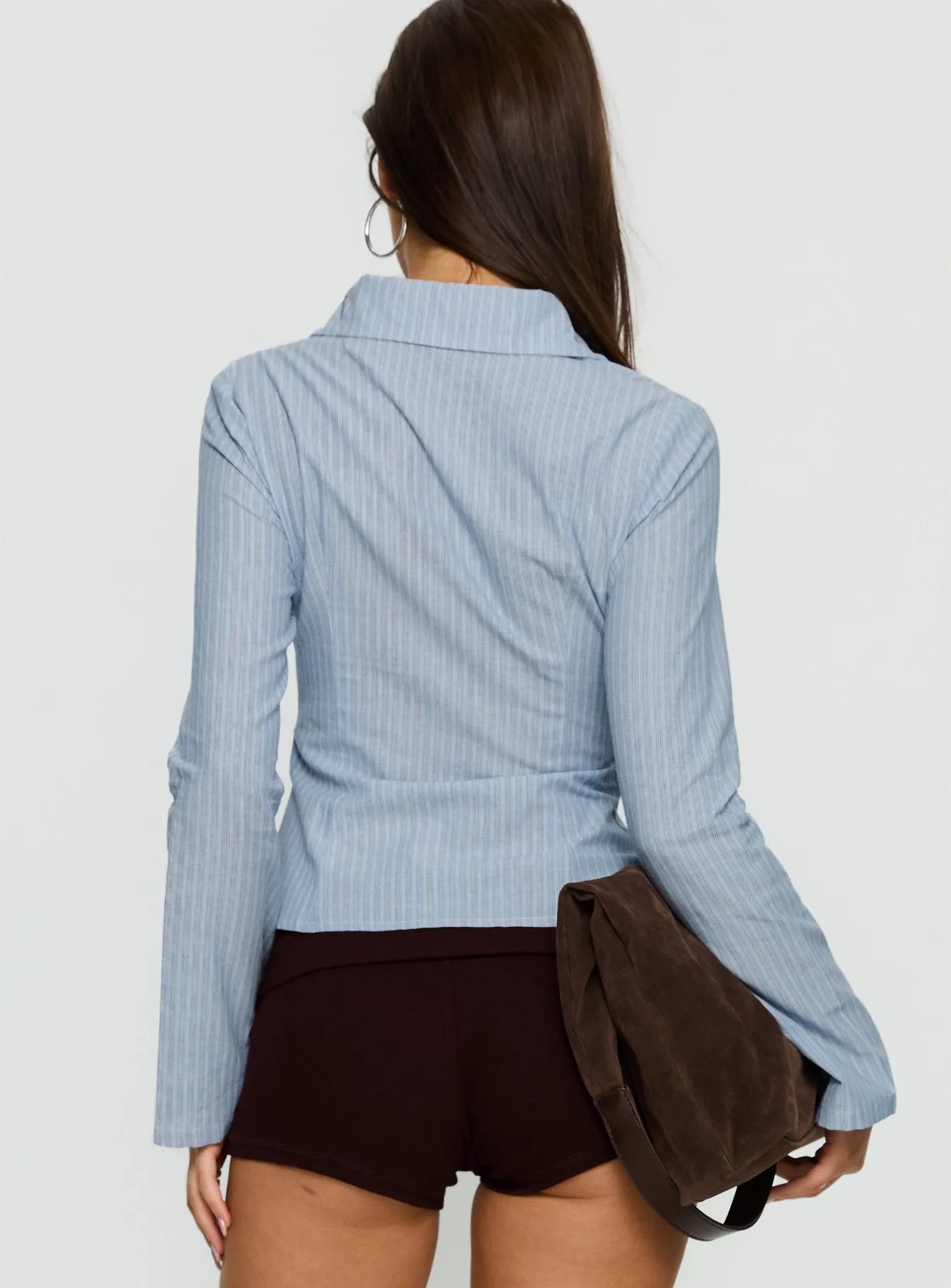 Cottesloe Long Sleeve Blouse Top Blue Stripe sold by Princess Polly product image thumbnail 4