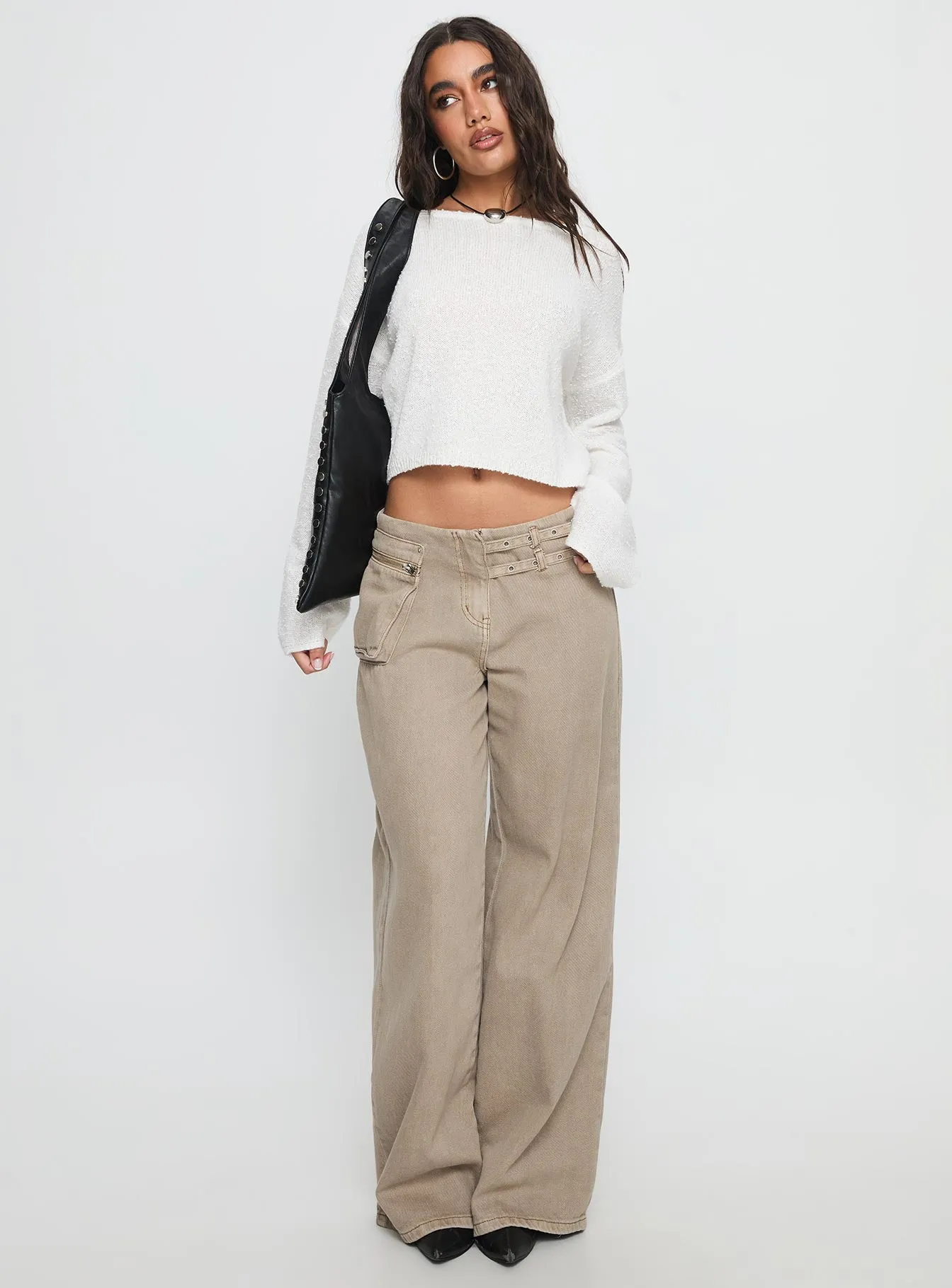 Riala Off Shoulder Knit Sweater White sold by Princess Polly product image thumbnail 3