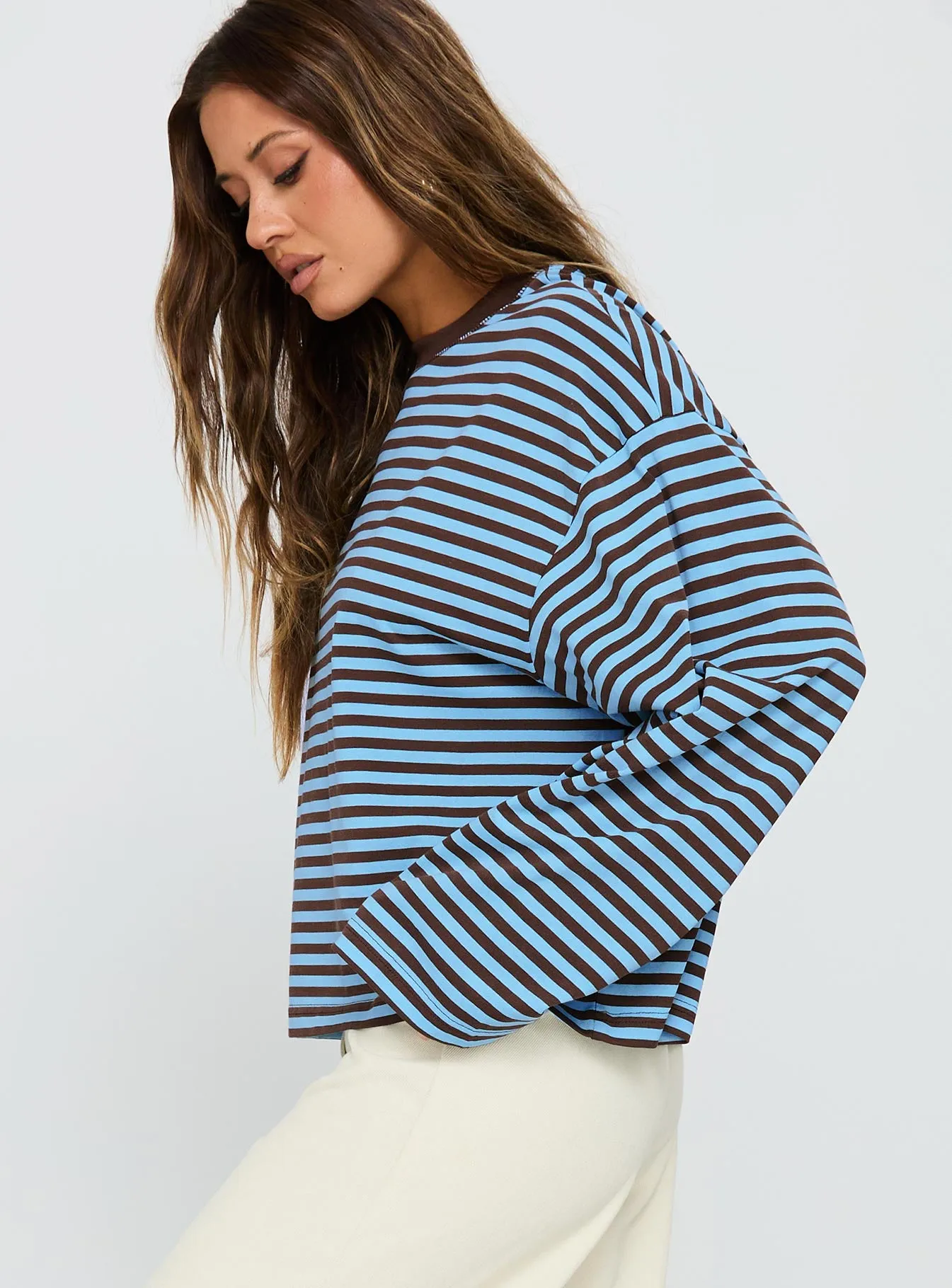Bloom Long Sleeve Chocolate Sea Stripe sold by Princess Polly product image thumbnail 4