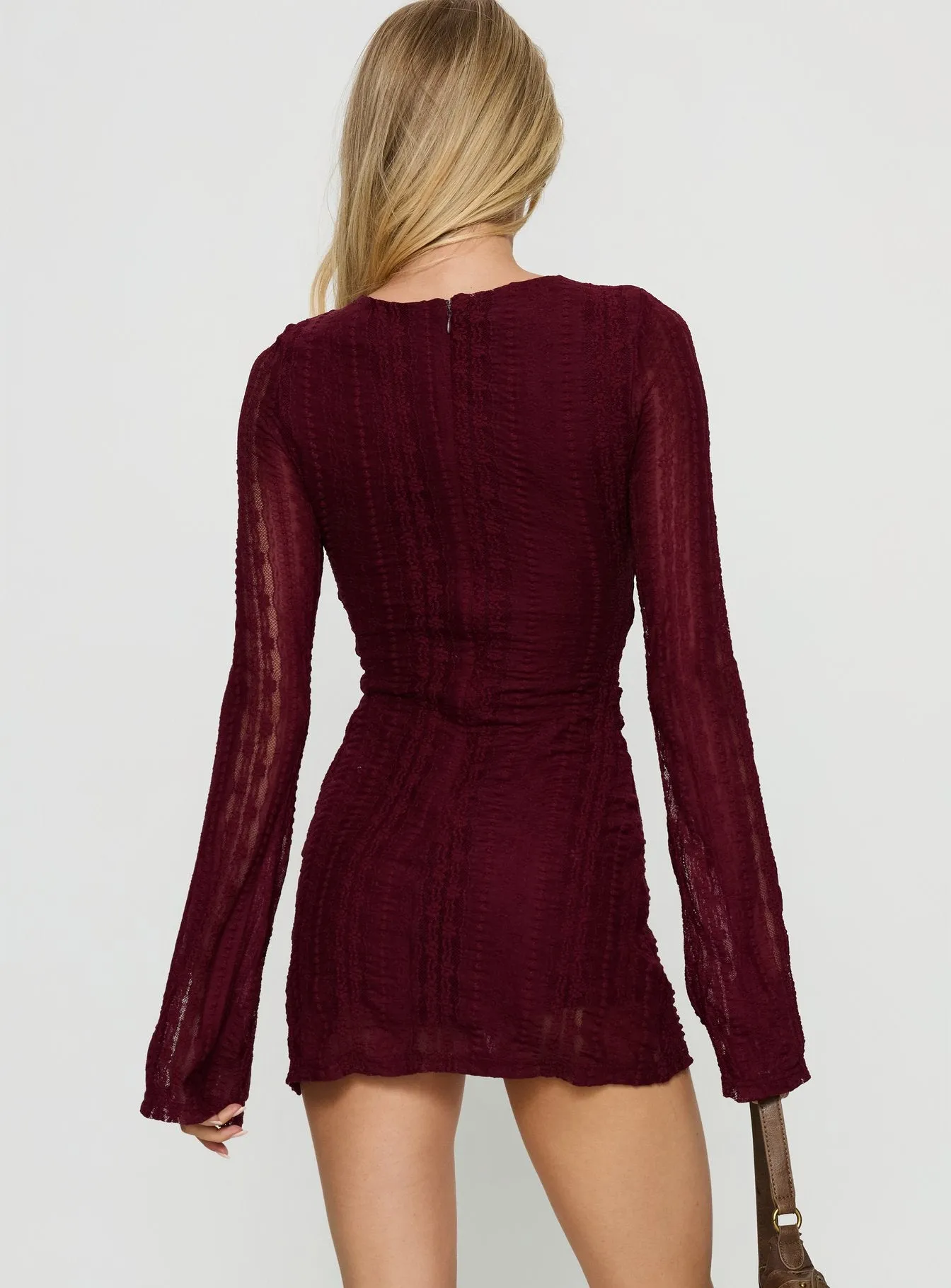 Delandra Long Sleeve Textured Playsuit Red sold by Princess Polly product image thumbnail 4