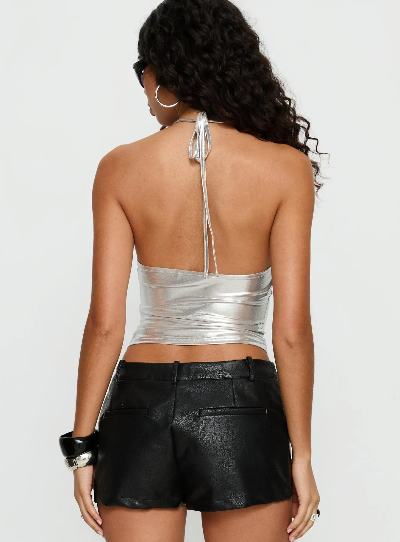 Daniele Cowl Neck Halter Top Silver sold by Princess Polly product image thumbnail 5