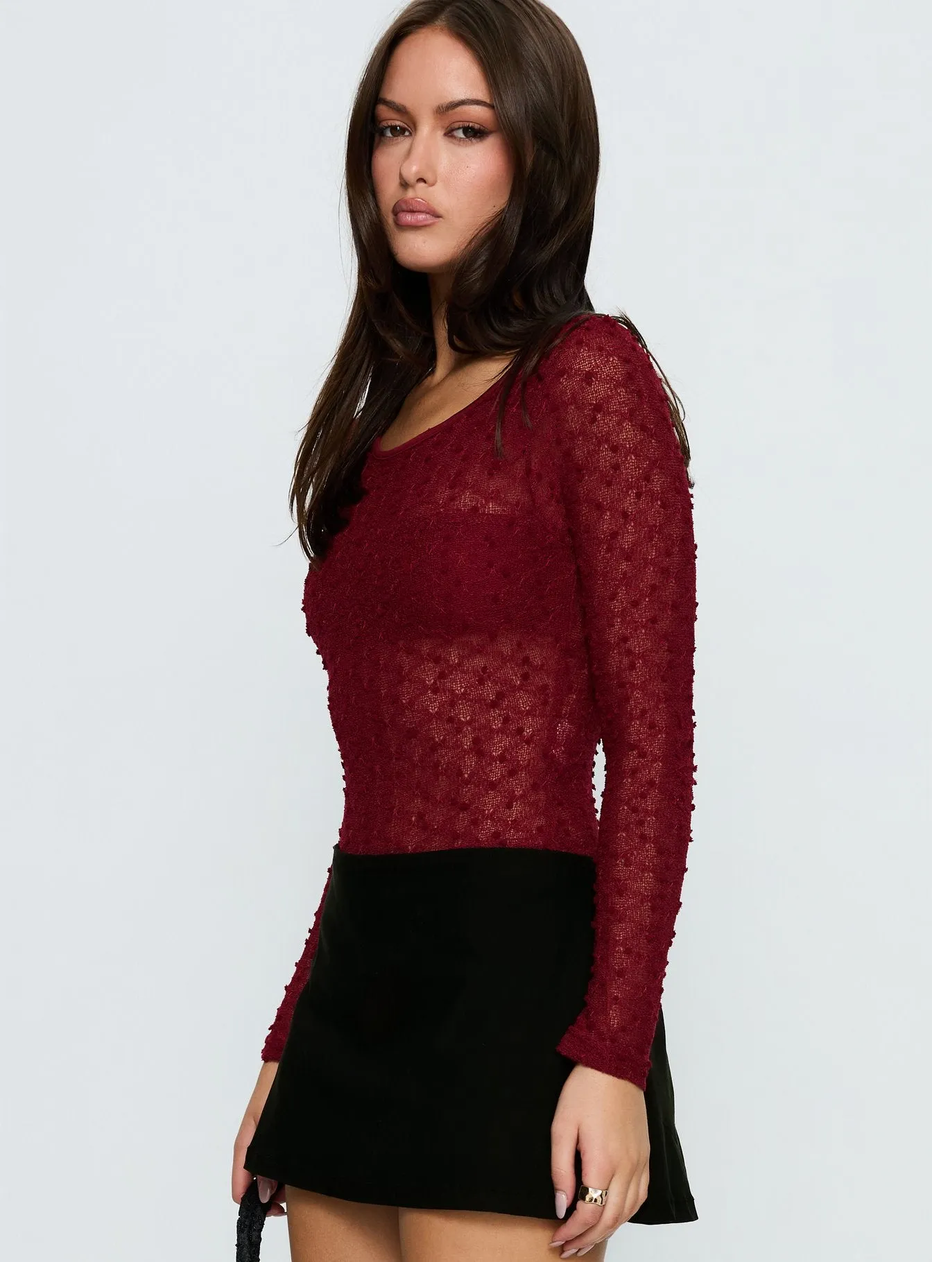 Harly Sheer Long Sleeve Bodysuit Red sold by Princess Polly product image thumbnail 3
