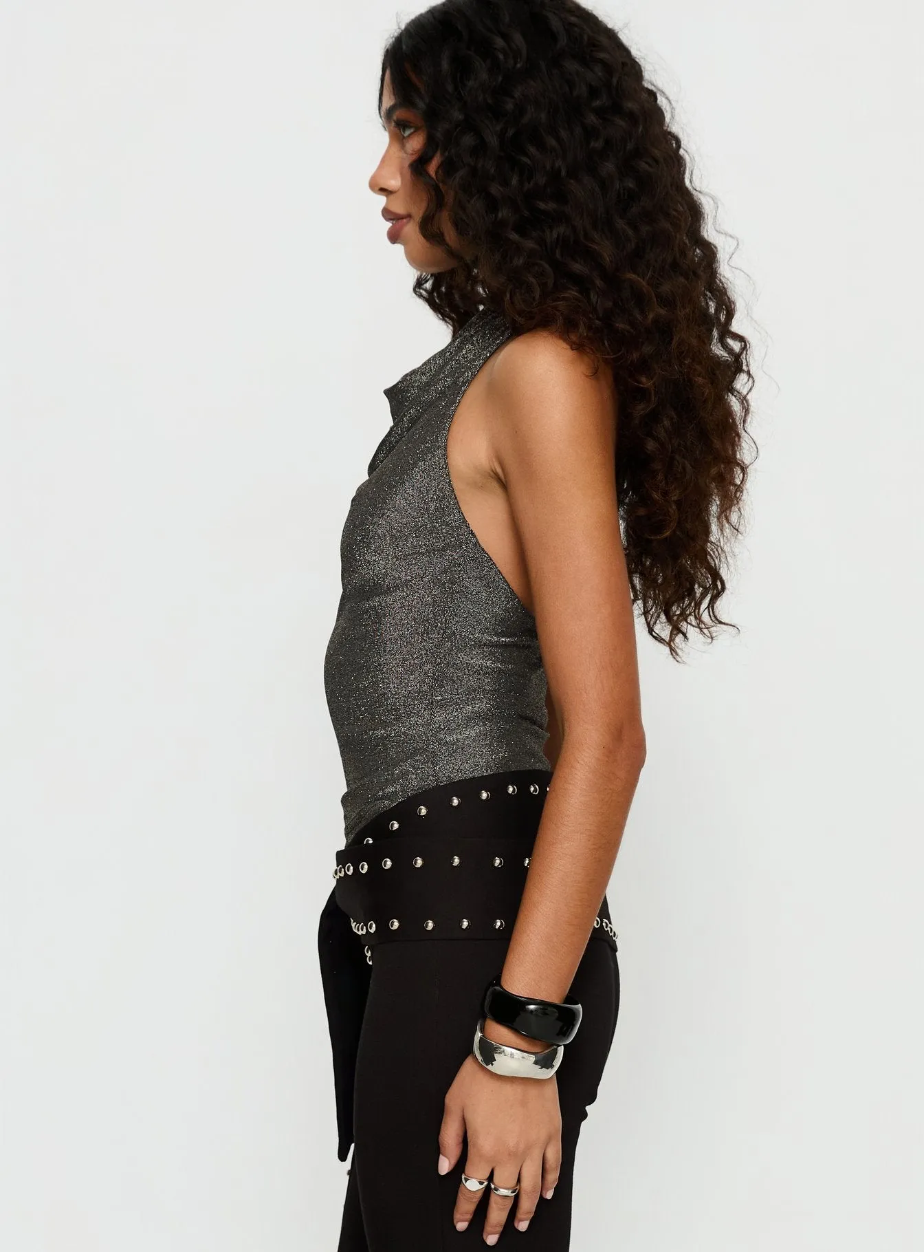 Giggle Top Charcoal Shimmer sold by Princess Polly product image thumbnail 4