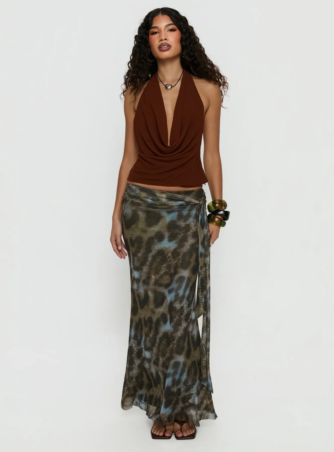 Caviar Tie Maxi Skirt Leopard sold by Princess Polly product image thumbnail 2