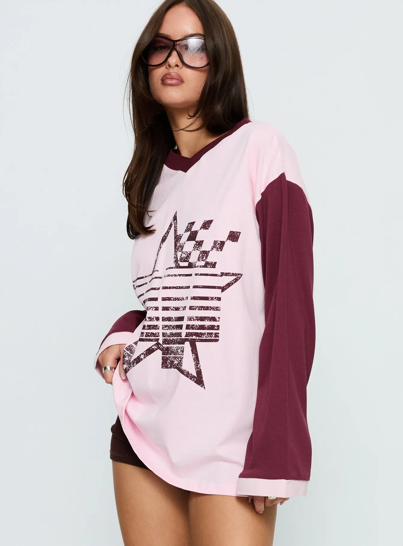 Starletta Long Sleeve Moto Top Pink sold by Princess Polly product image thumbnail 4