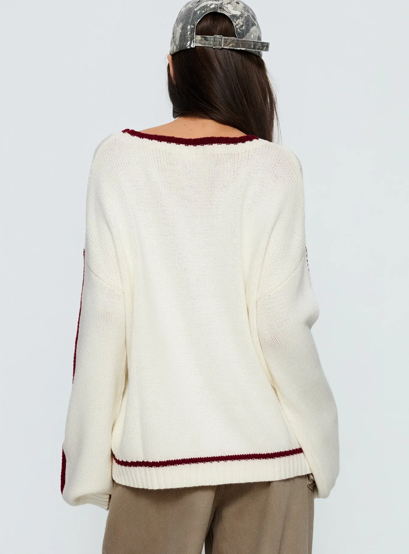 Star Track Graphic Jumper Cream / Red sold by Princess Polly product image thumbnail 5