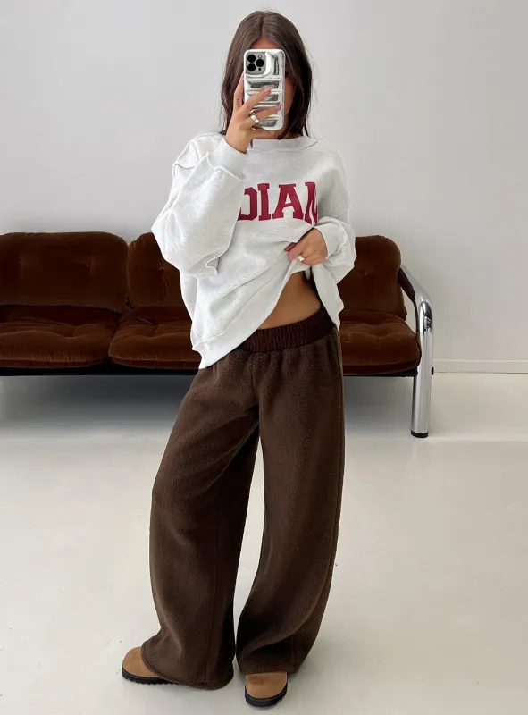 Siberia Fleece Track Pant Chocolate Brown sold by Princess Polly