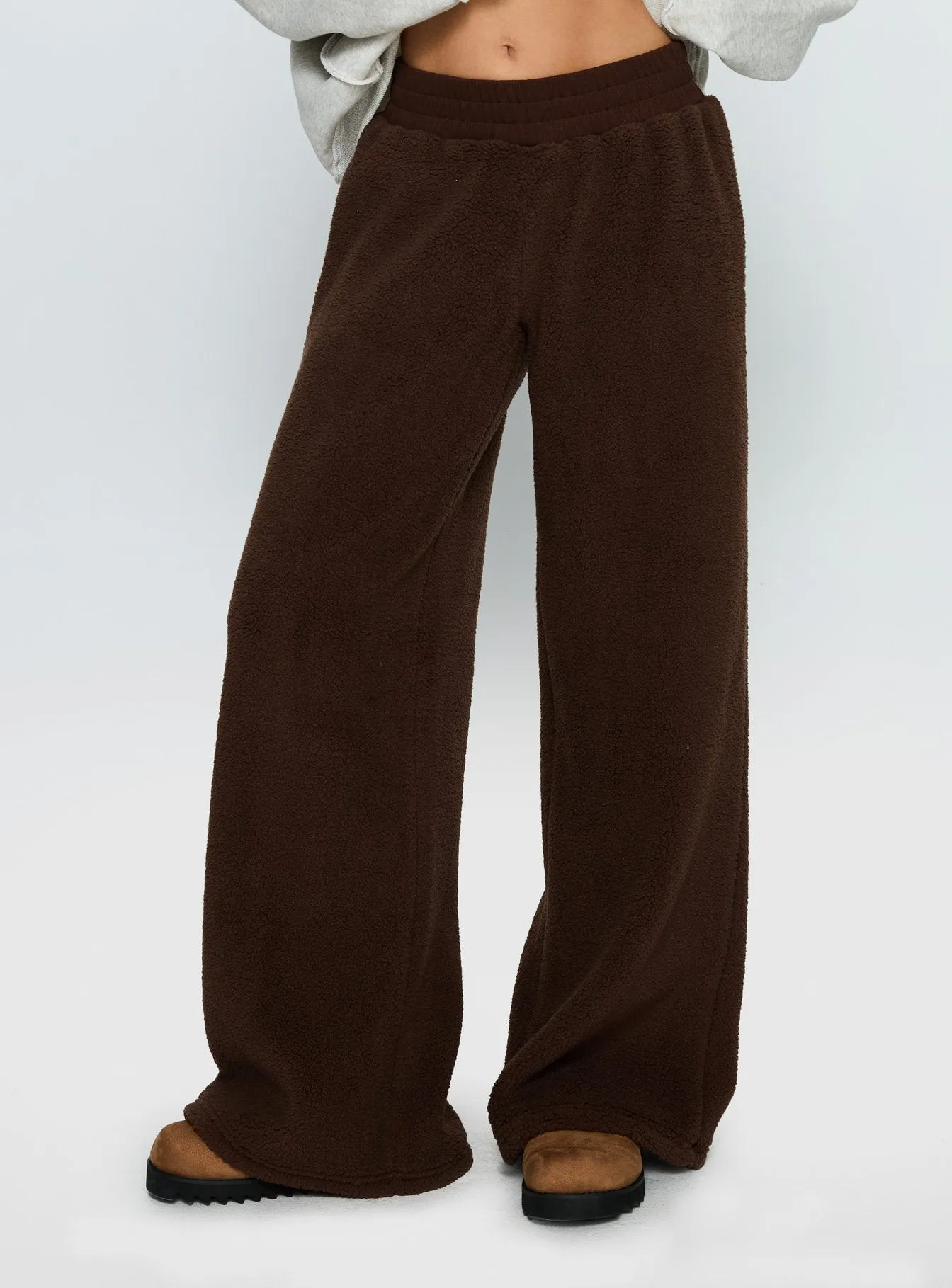 Siberia Fleece Track Pant Chocolate Brown sold by Princess Polly product image thumbnail 2