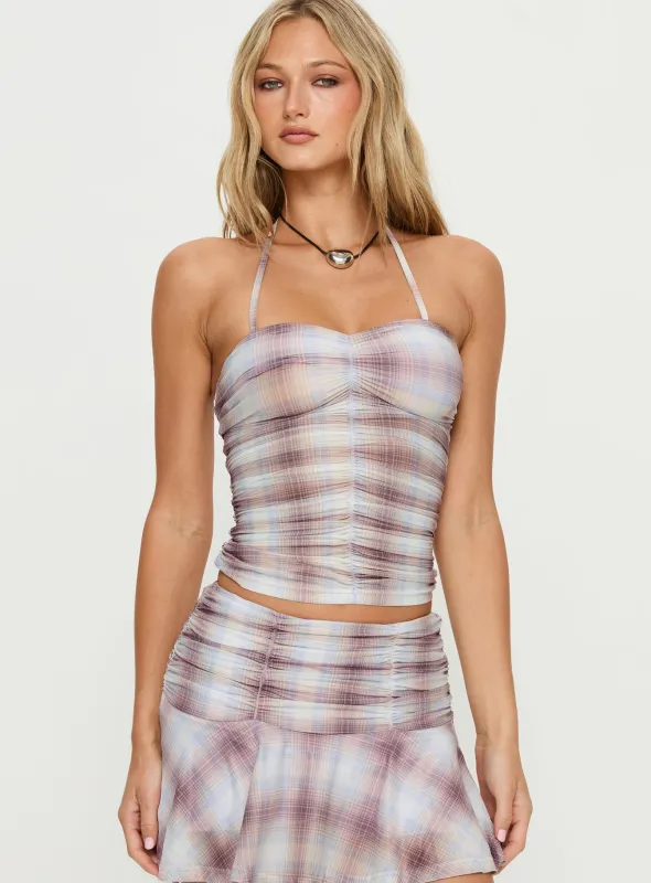 Arlena Ruched Halter Top Multi sold by Princess Polly