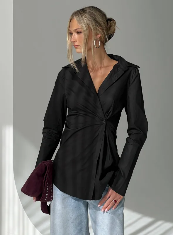 Nitsa Long Sleeve Shirt Black sold by Princess Polly
