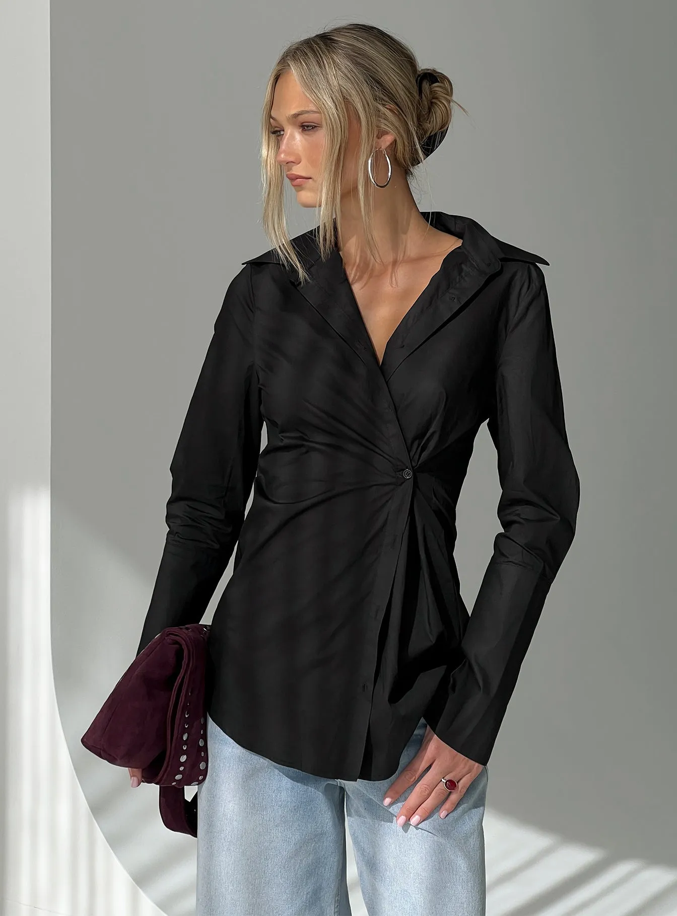 Nitsa Long Sleeve Shirt Black sold by Princess Polly