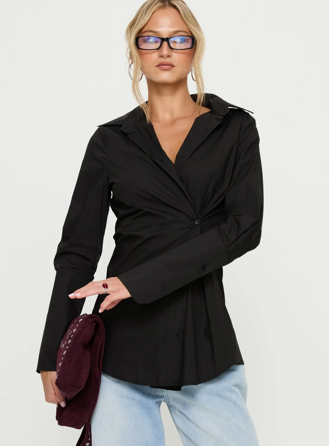 Nitsa Long Sleeve Shirt Black sold by Princess Polly product image thumbnail 2